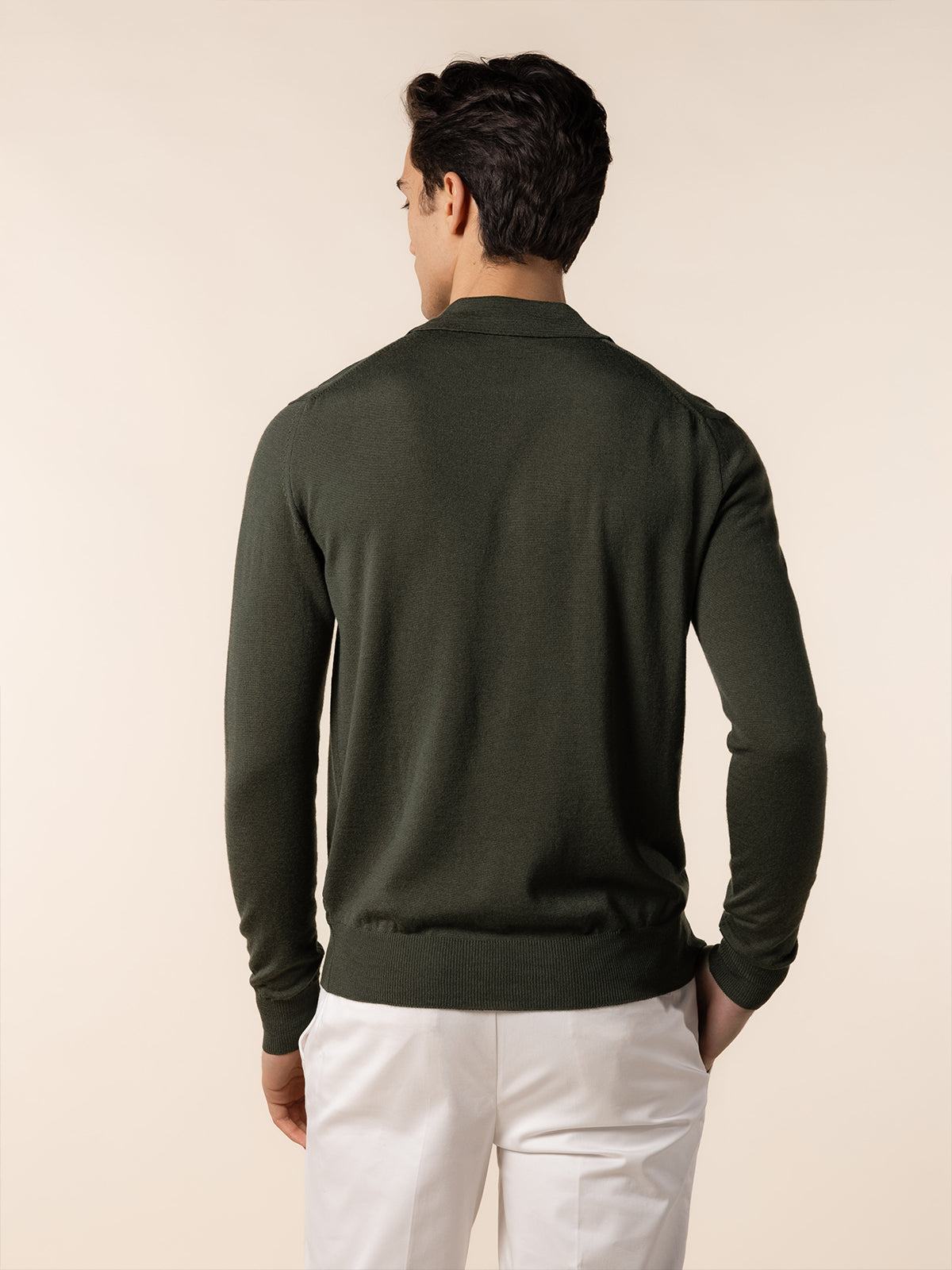 Extrafine Merino Polo Olive
