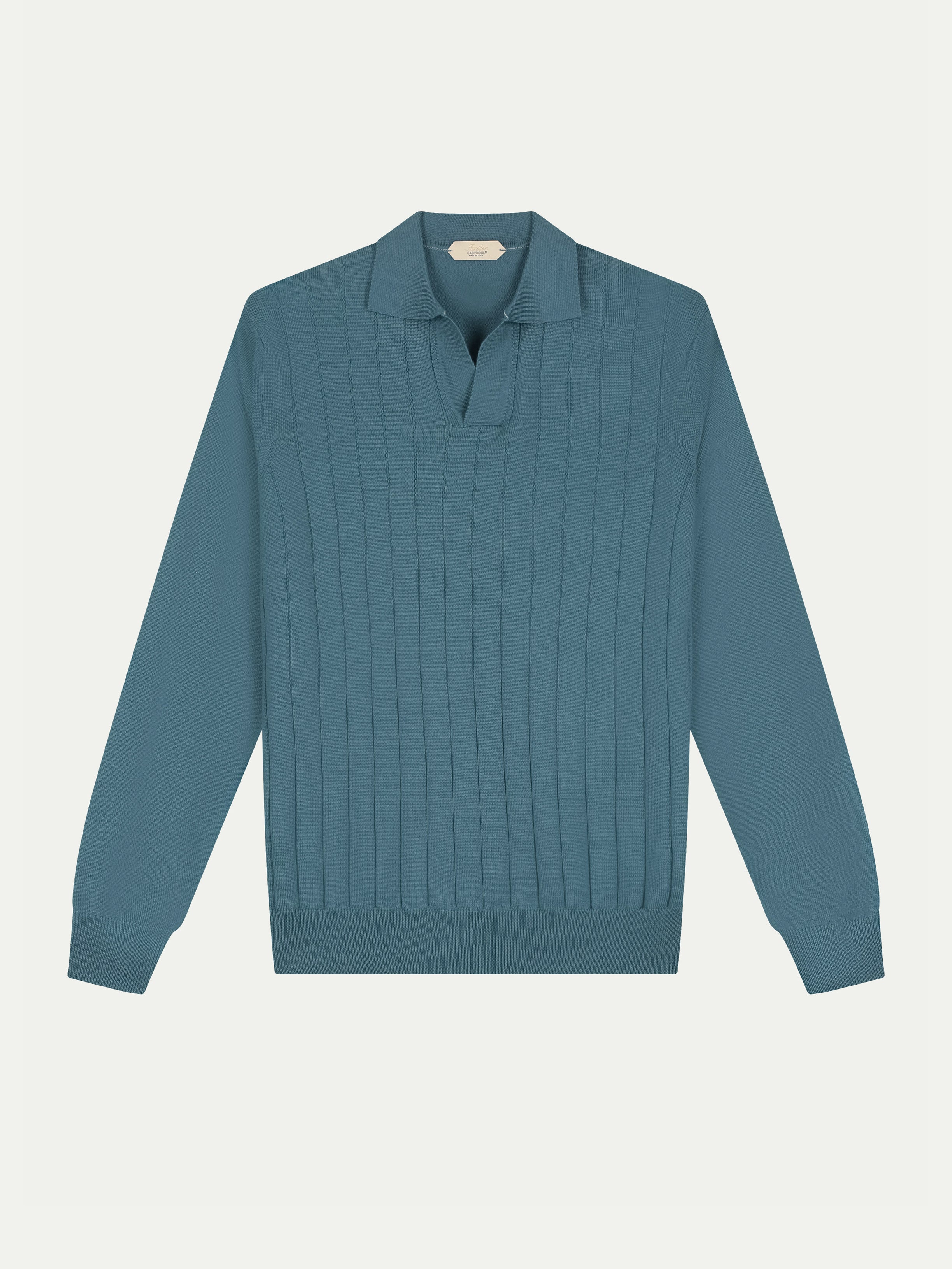 Shortsleeve Buttonless Ribbed Polo Sea Green
