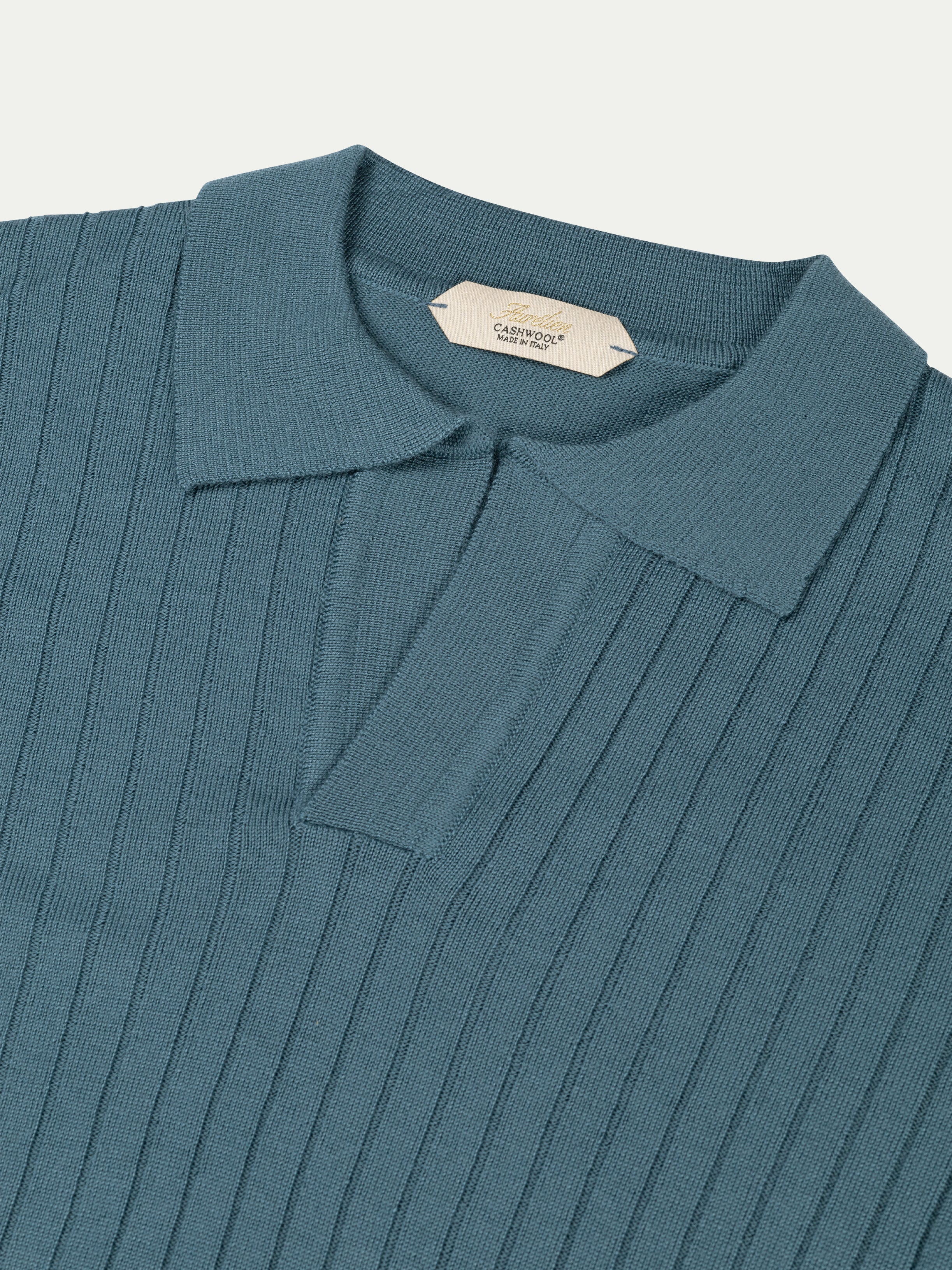 Shortsleeve Buttonless Ribbed Polo Sea Green