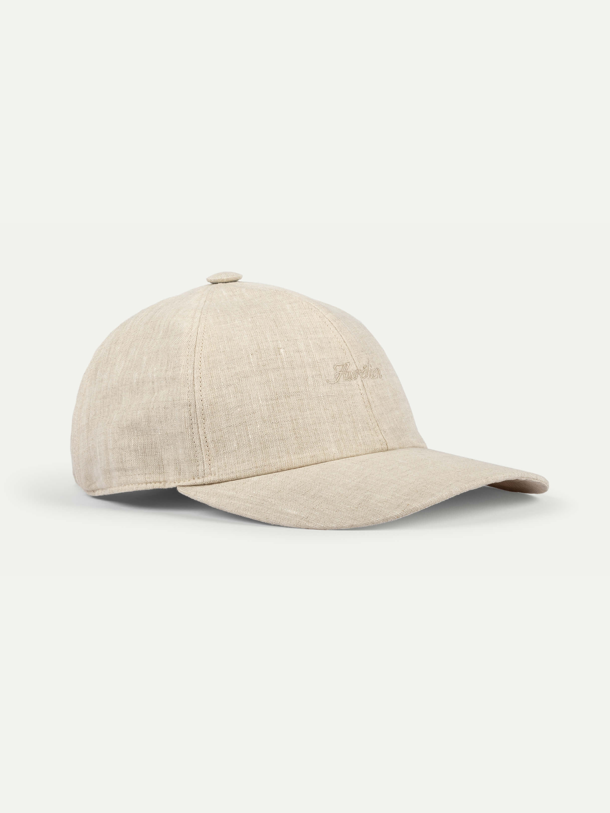 Beige Linen Baseball Cap
