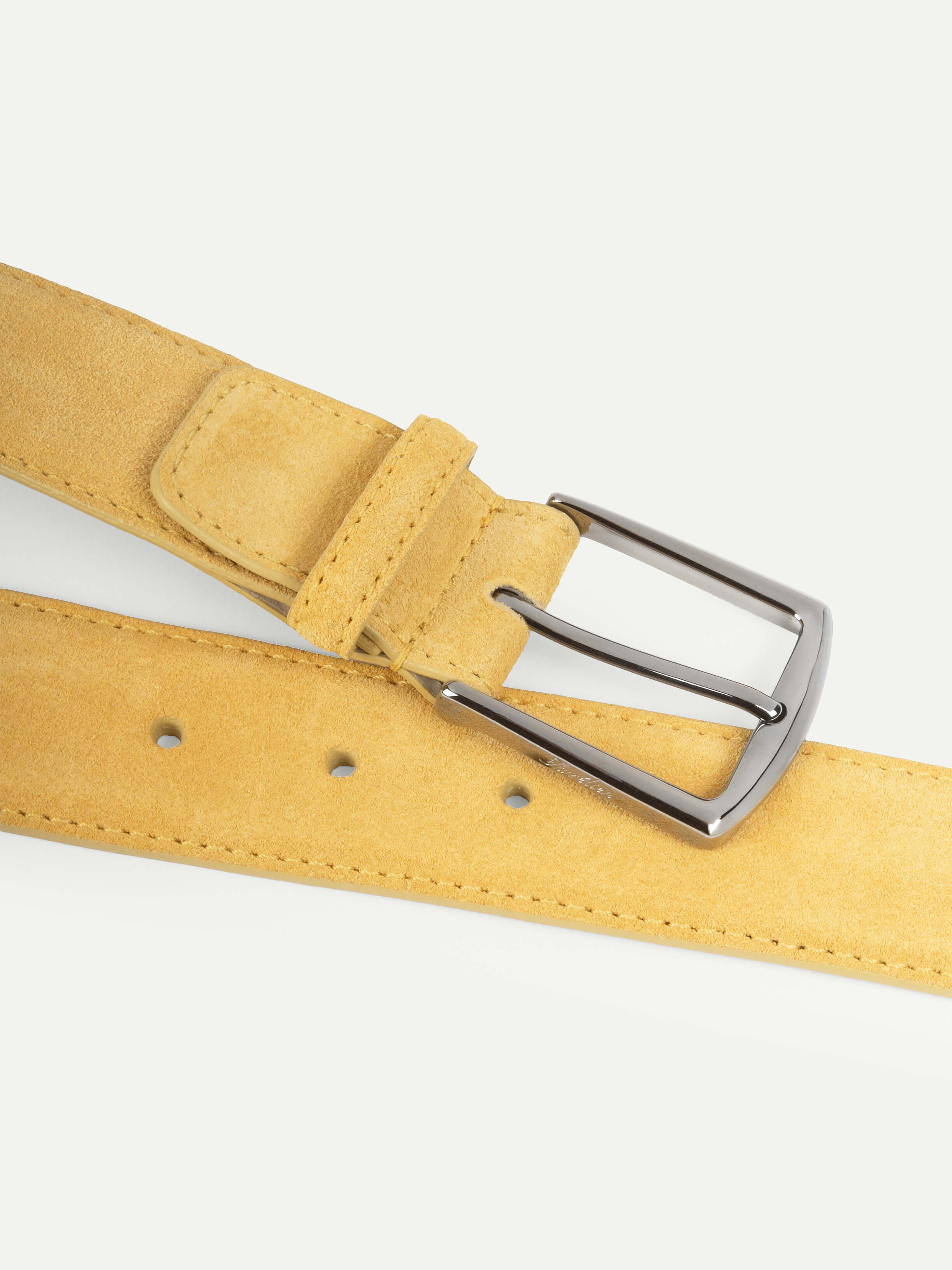 Light Yellow Suede Leather Belt
