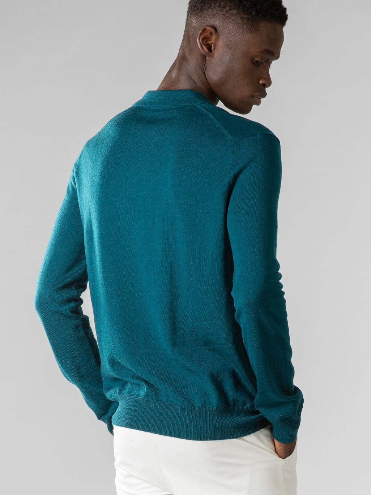 Extrafine Merino Buttonless Polo Dark Green