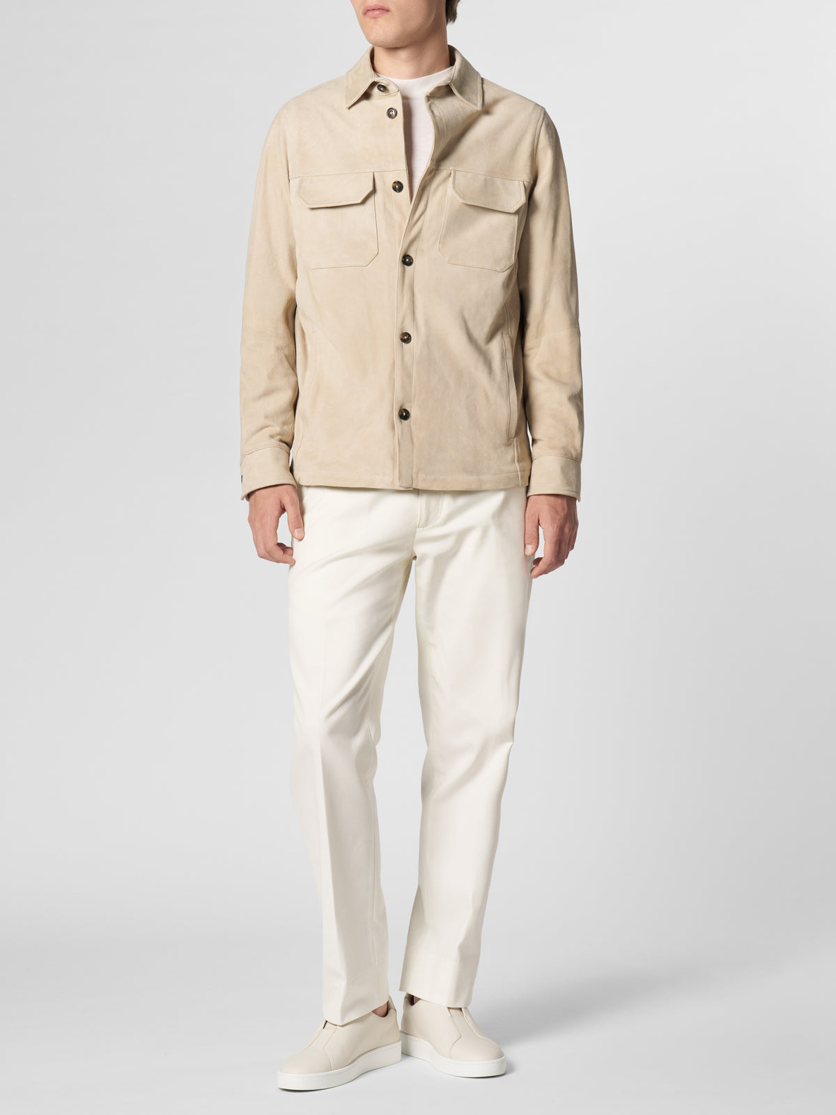 Light Beige Suede Overshirt