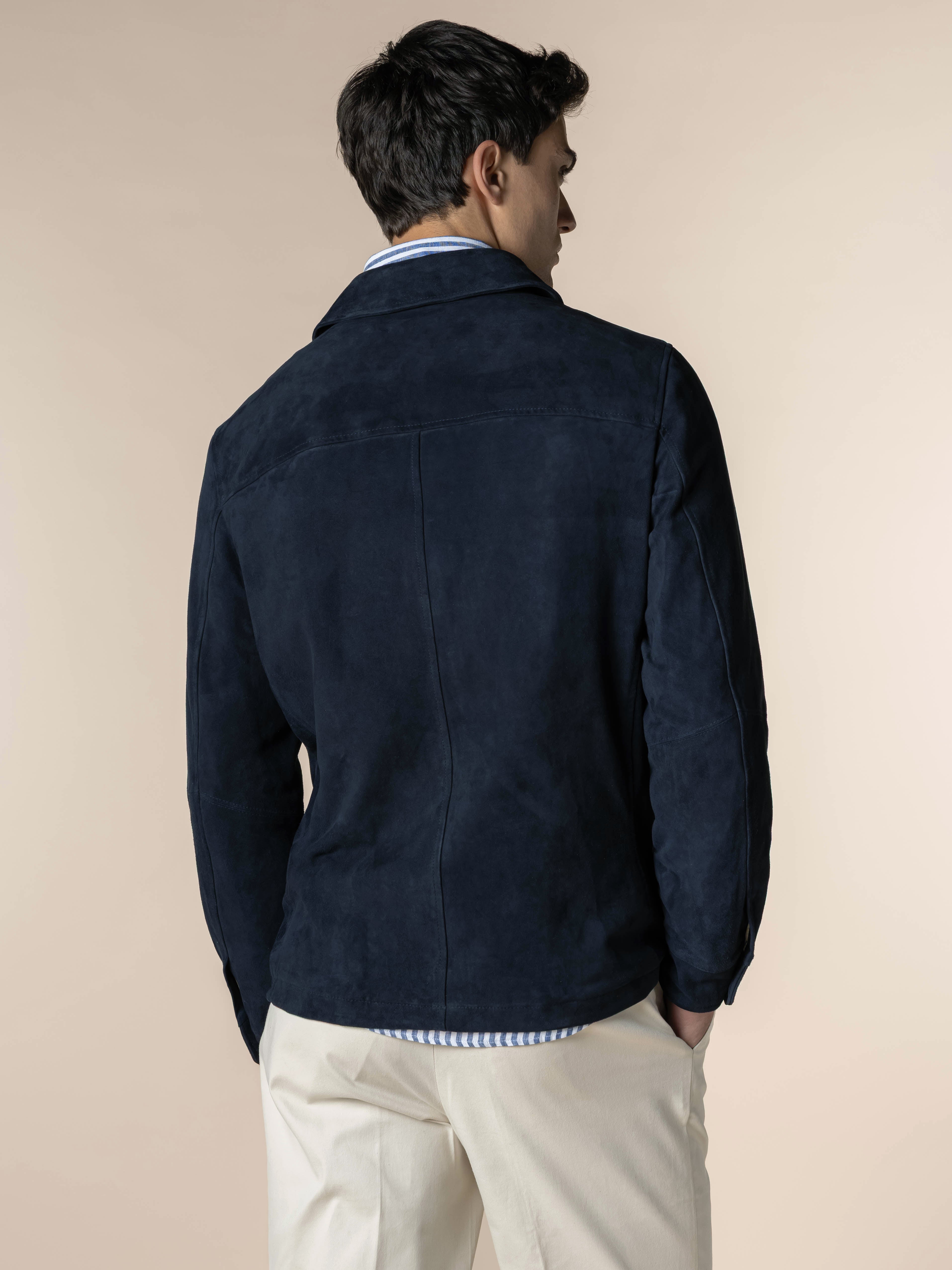 Navy Suede Overshirt