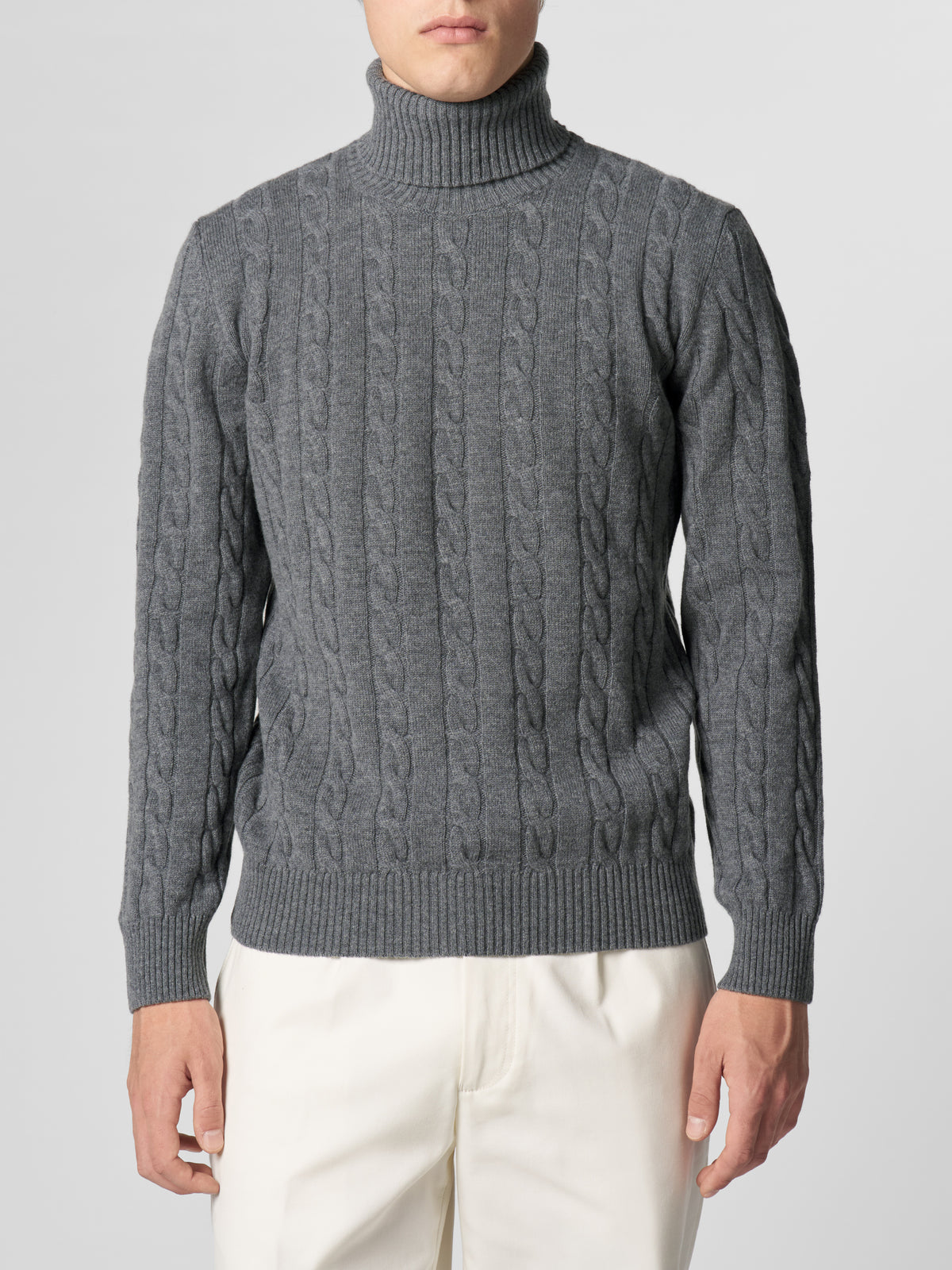 Dolcevita Cable Knit Sweater Dark Grey
