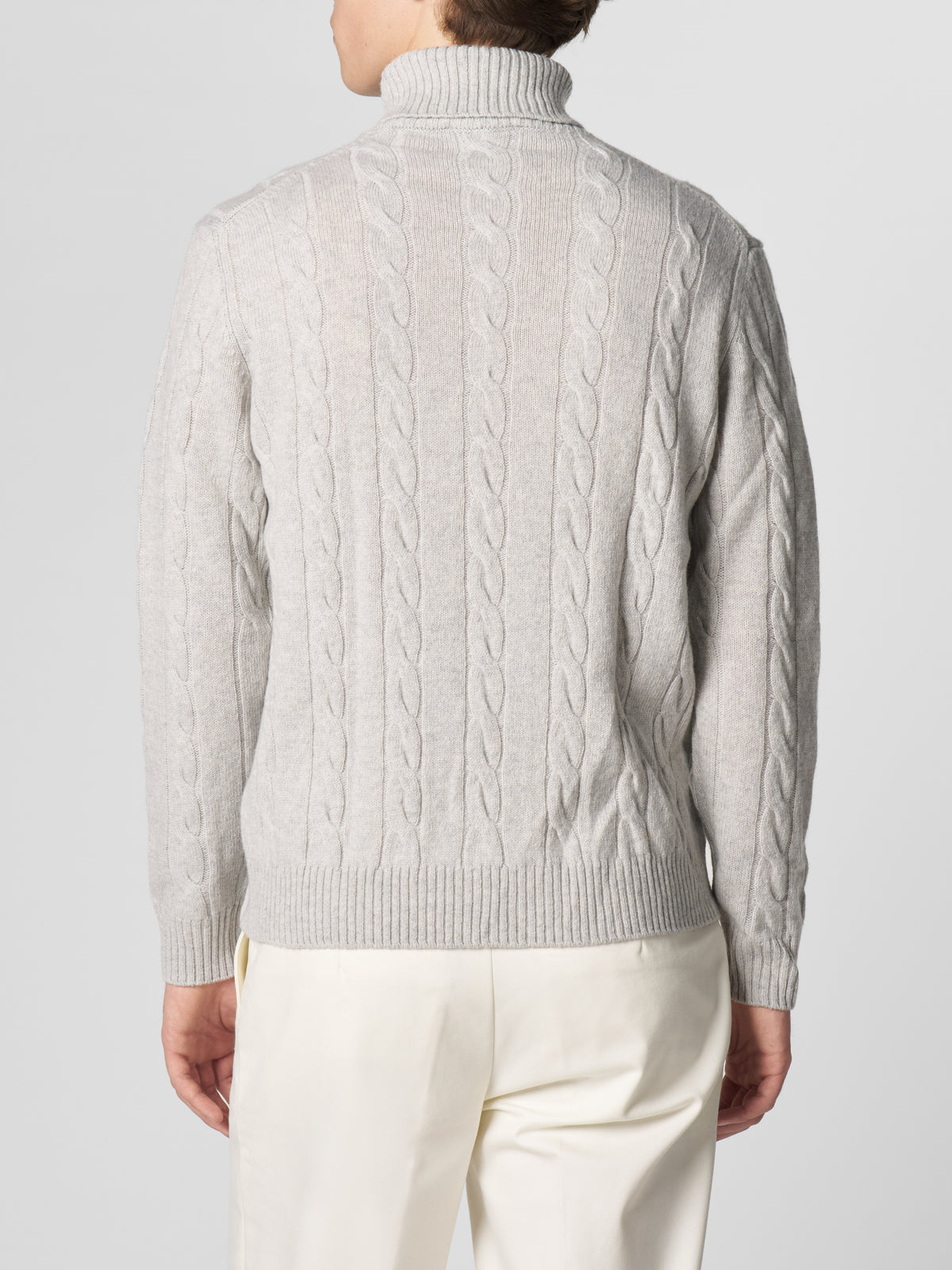 Dolcevita Cable Knit Sweater Light Grey