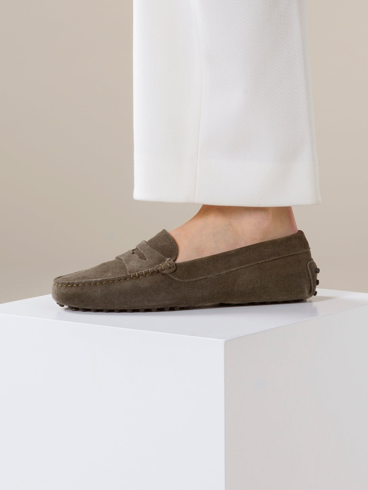 Olive Suede Driving Shoes