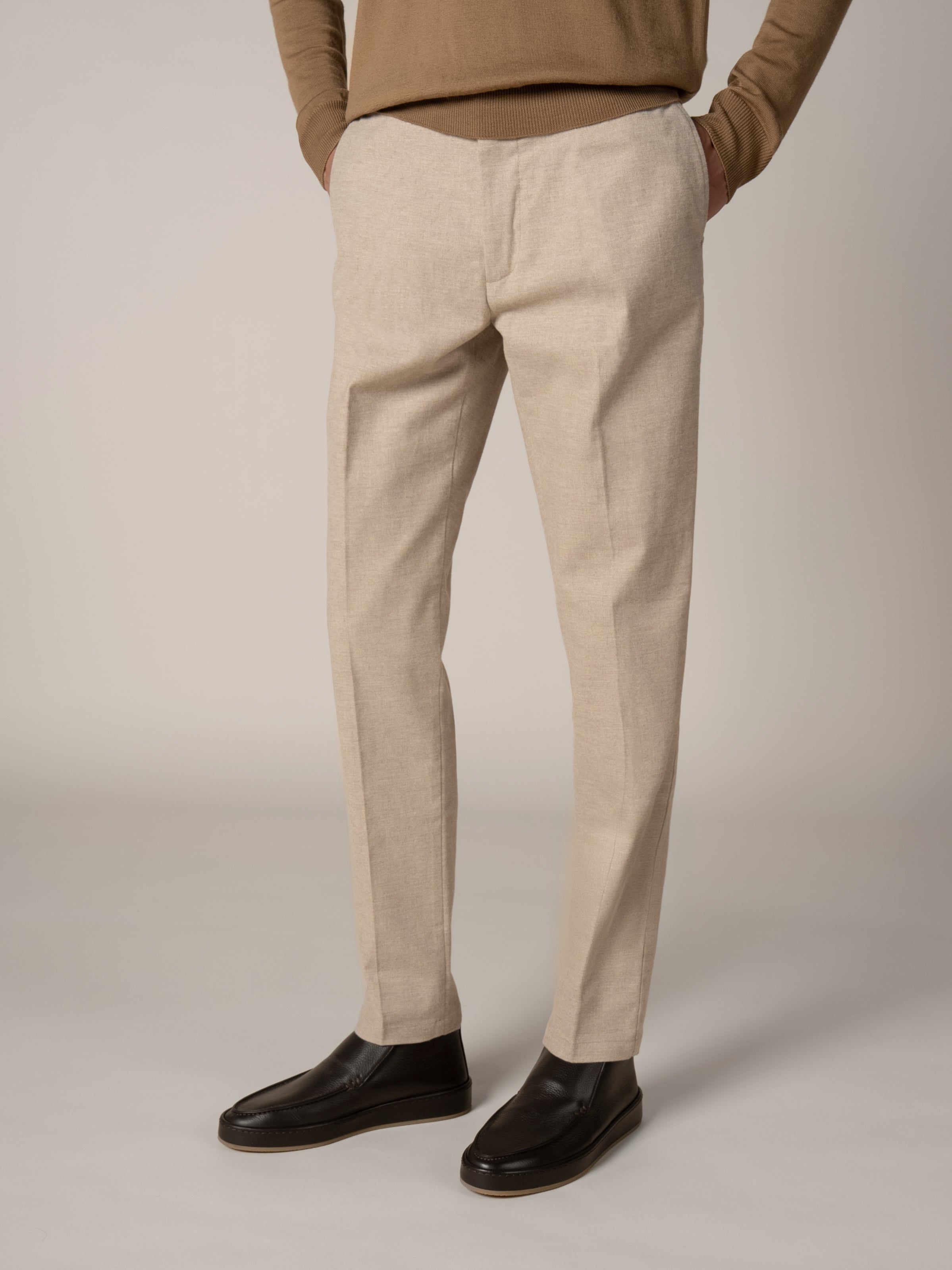 Beige Flannel Trousers