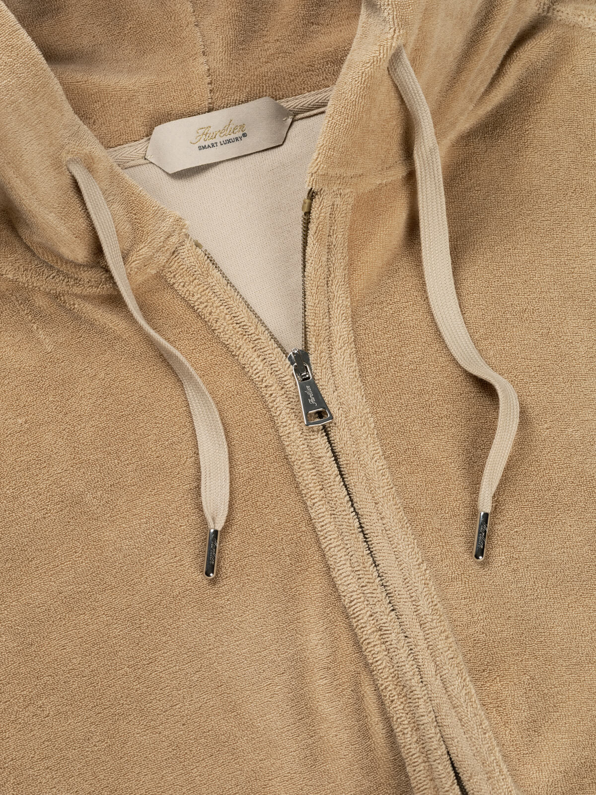Beige Terry Towelling Zipper Vest