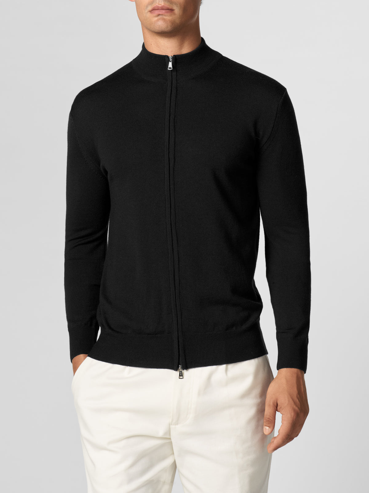 Extrafine Merino Zipper Vest Black