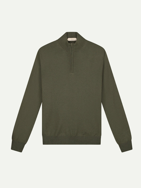 Extrafine Merino Zipper Sweater Olive