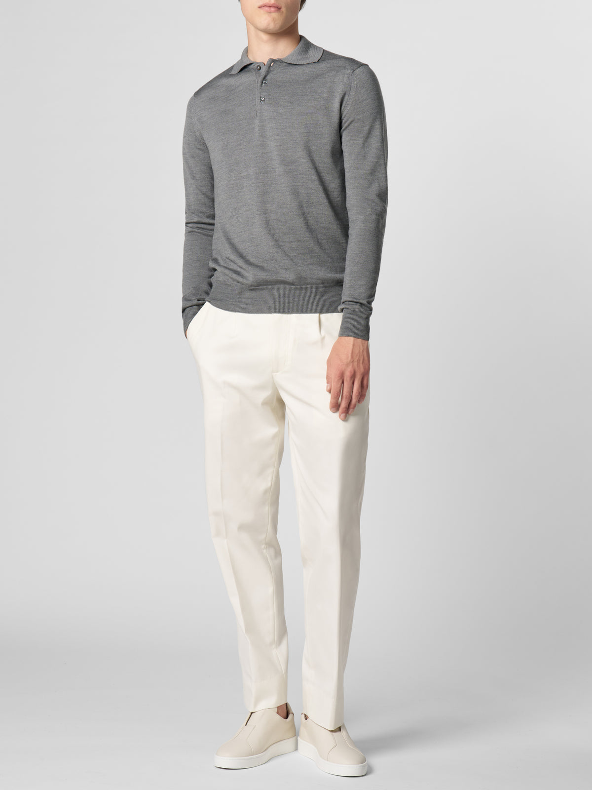 Extrafine Merino Polo Dark Grey
