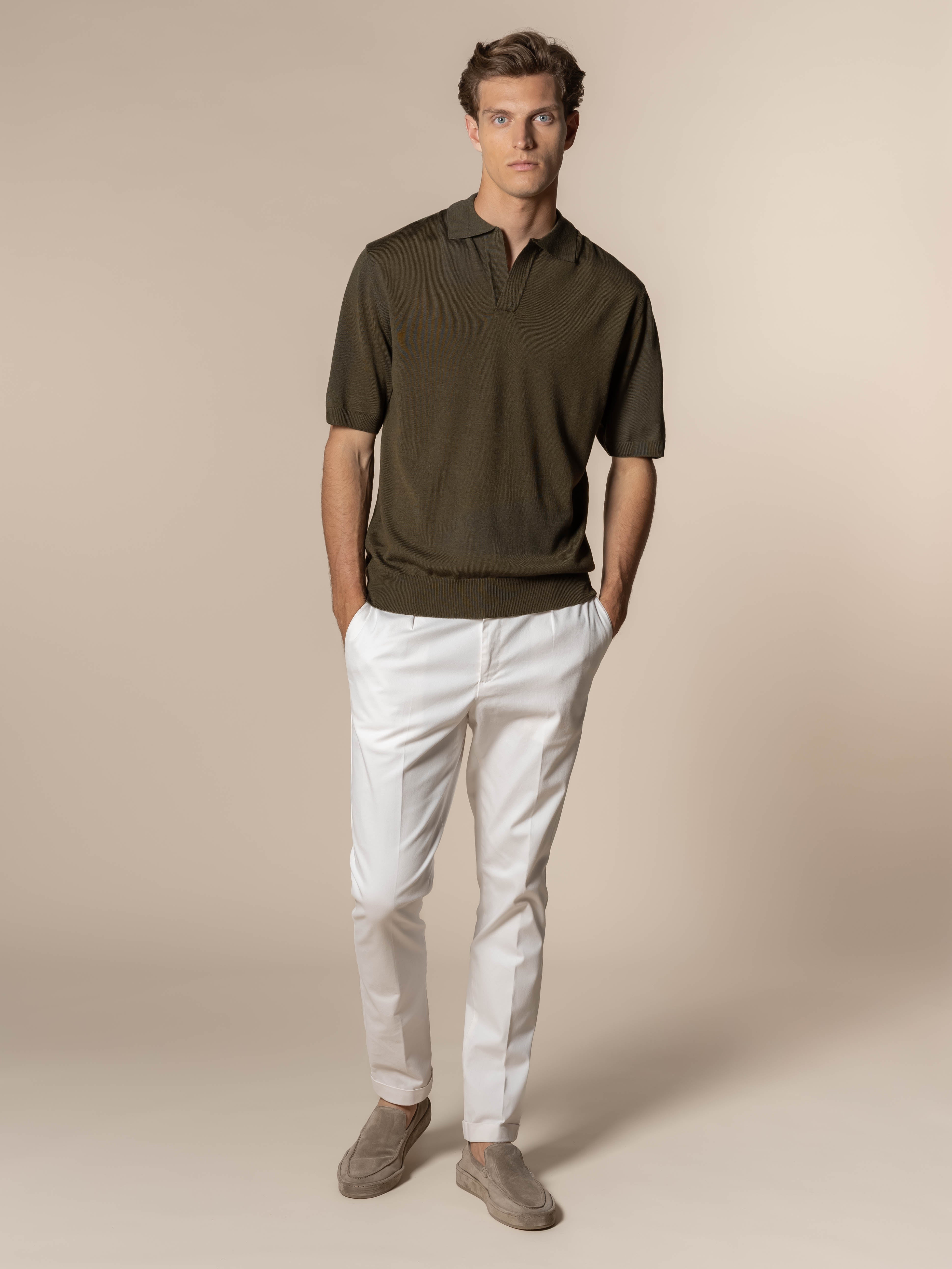 Shortsleeve Buttonless Polo Olive