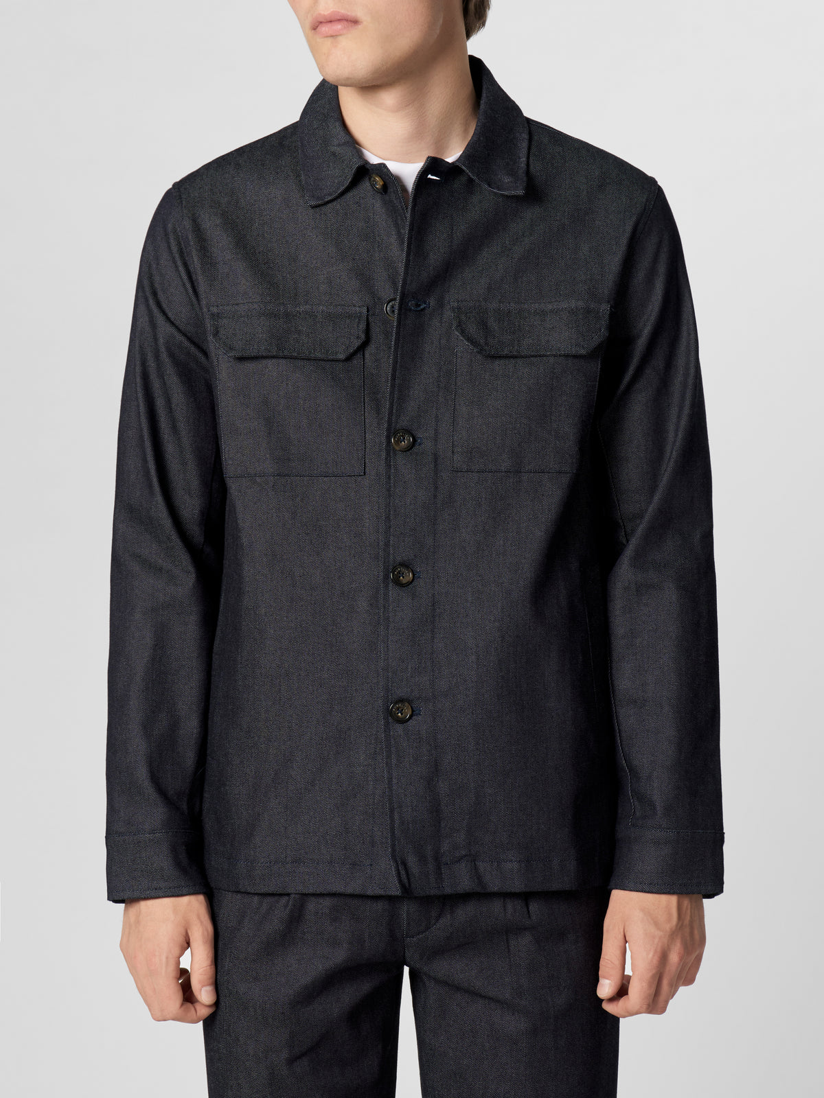 Dark Blue Denim Button Jacket