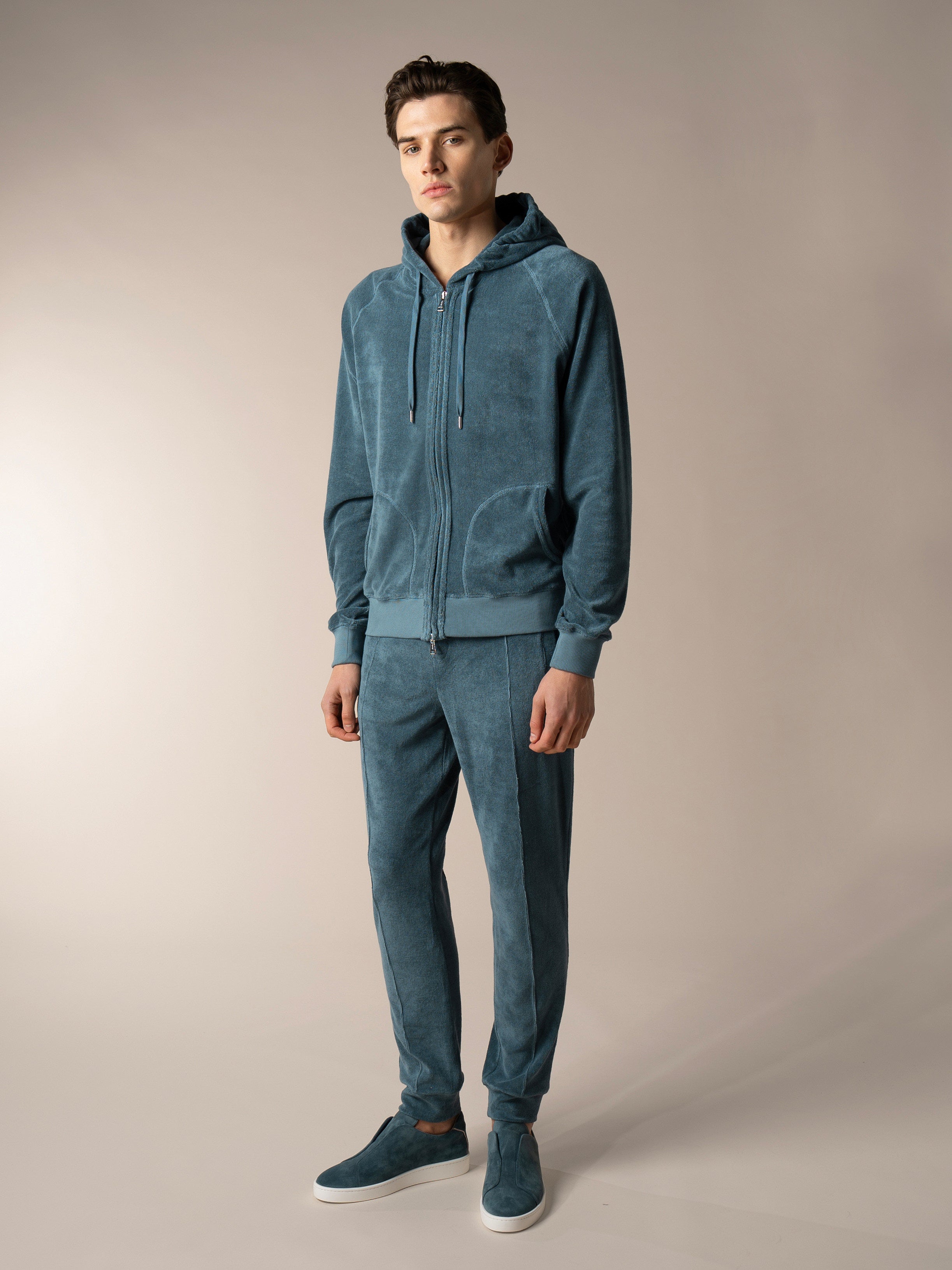 Sea Green Terry Towelling Leisure Trousers