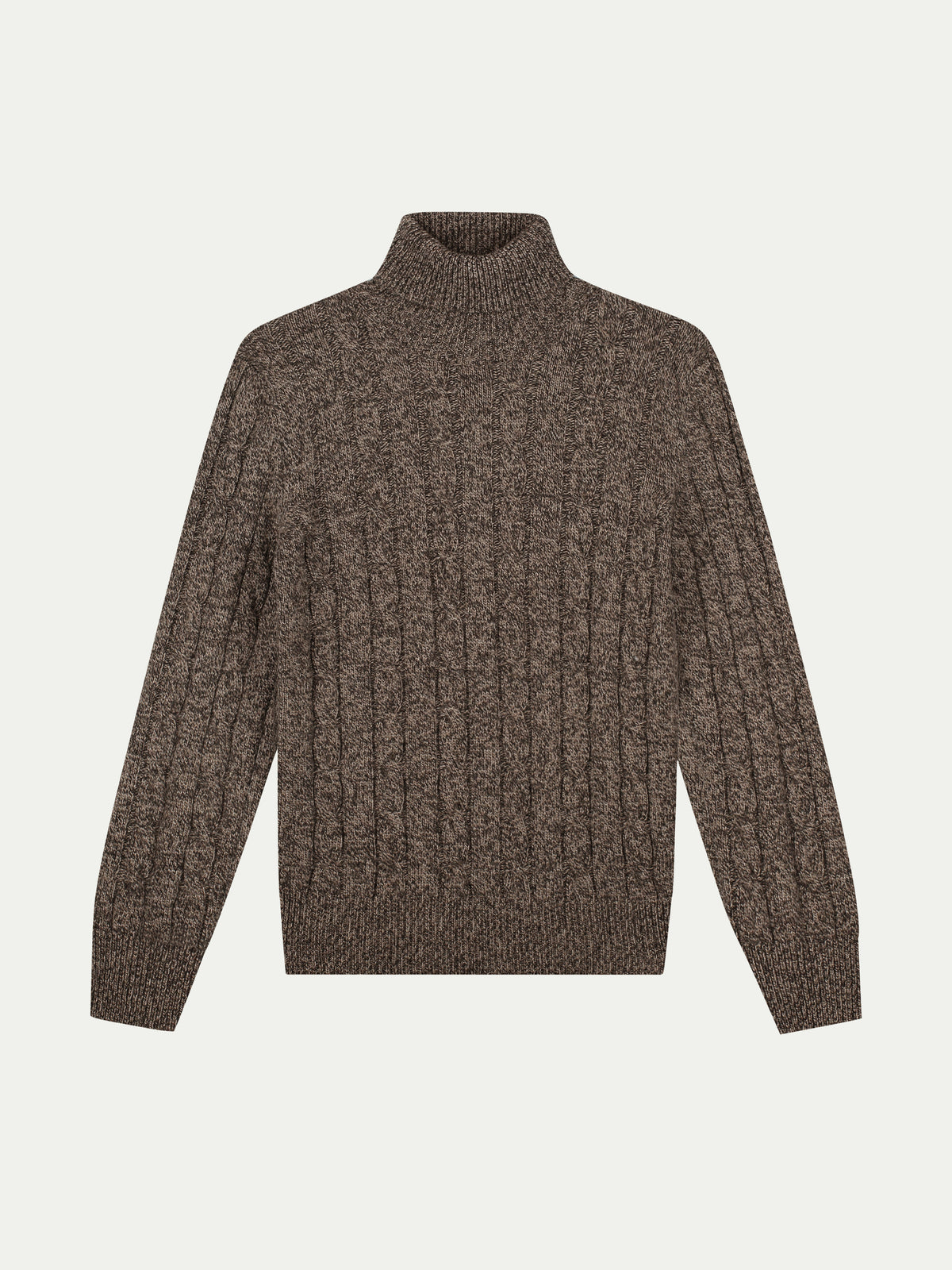 Brown Mouline Dolcevita Cable Knit Sweater