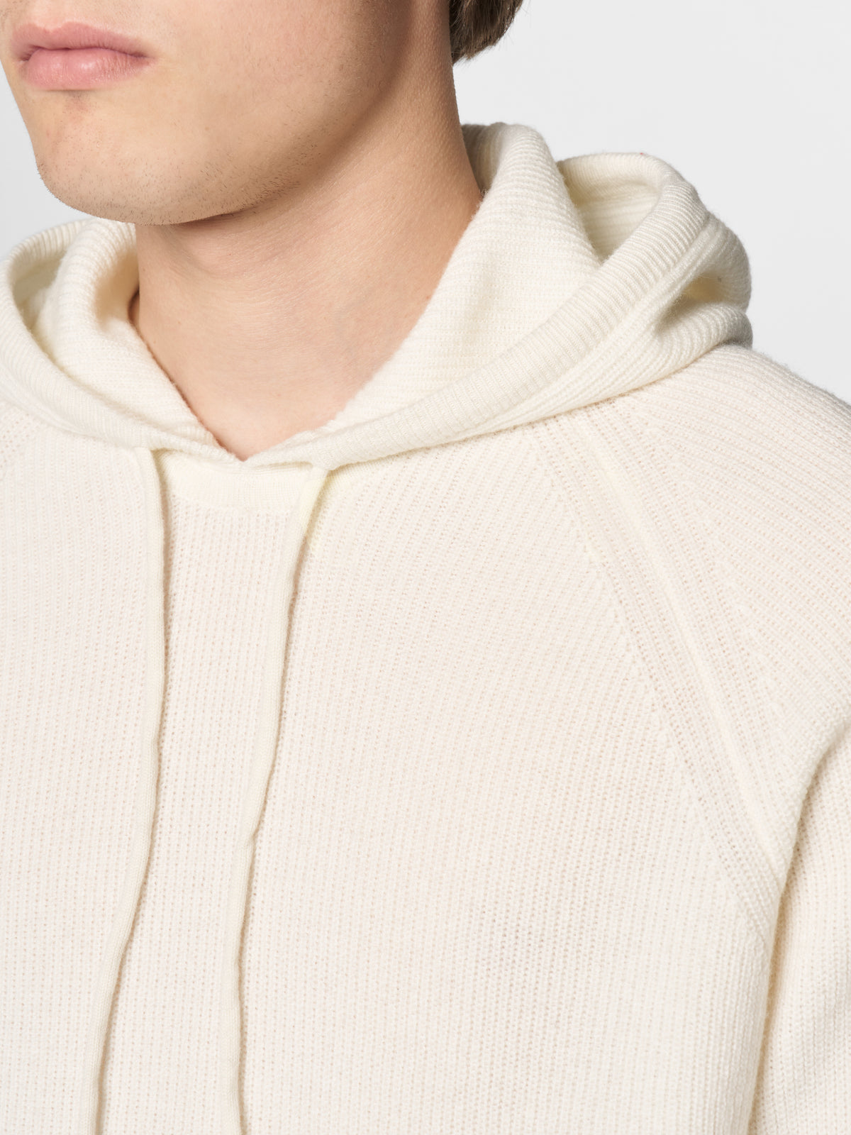 Ivory Ribbed Hoodie