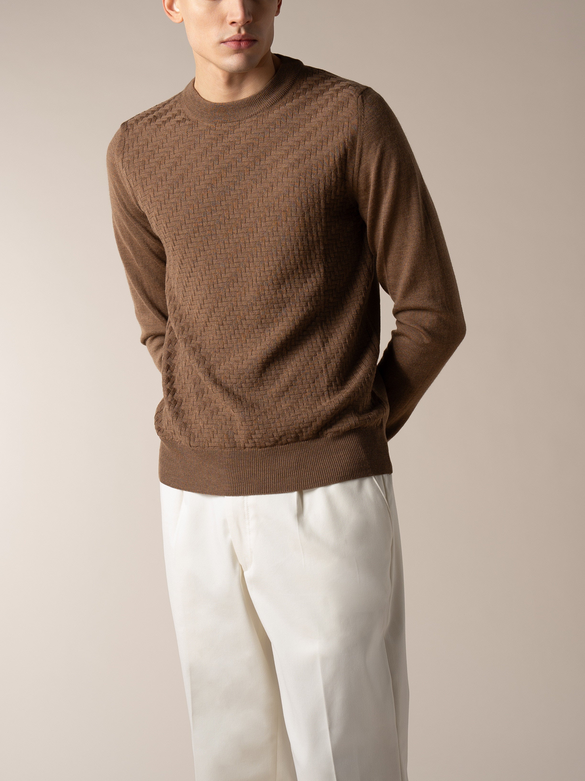 Brown City Crew Basket Weave