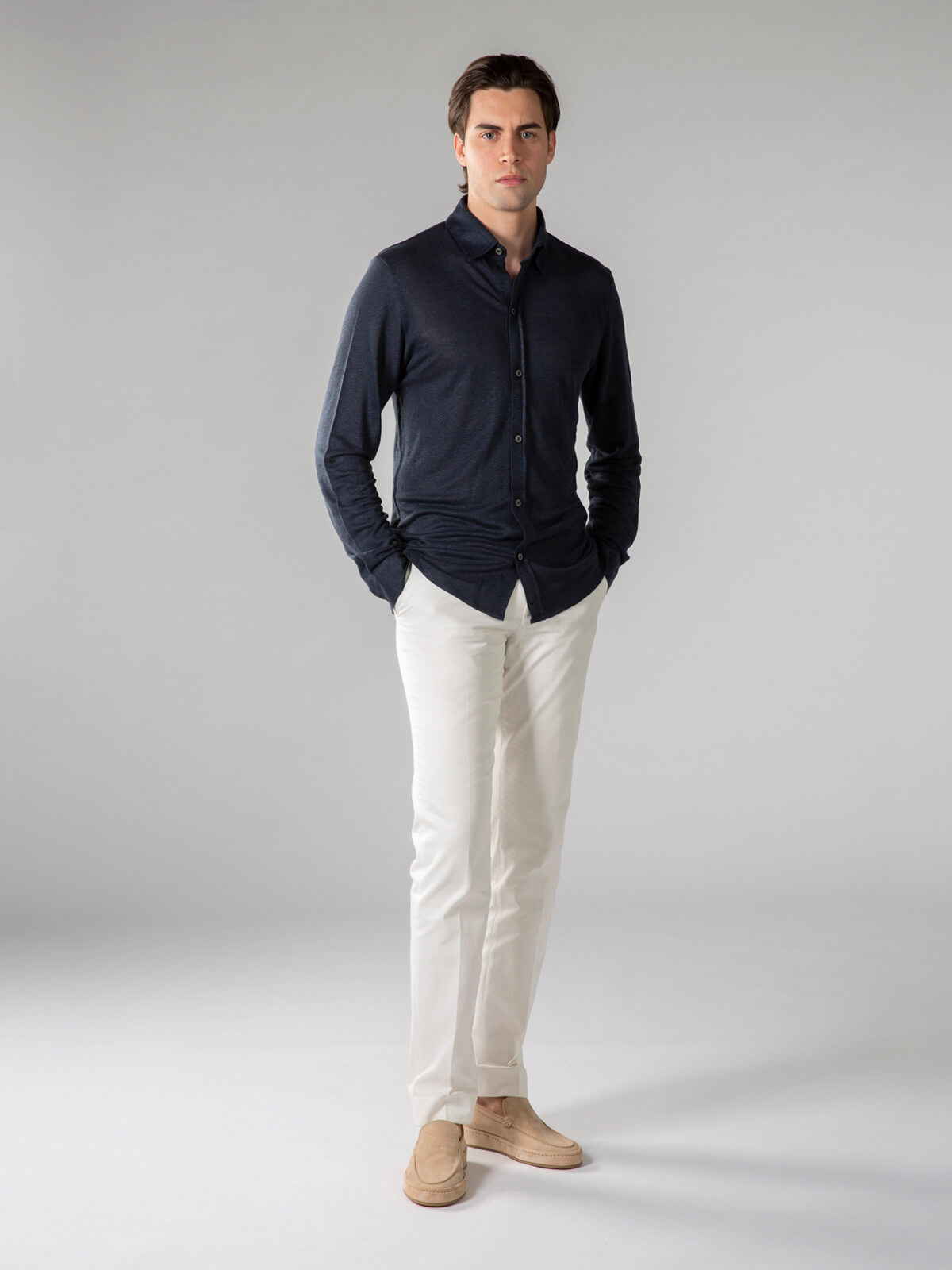 Navy Linen Bayside Shirt
