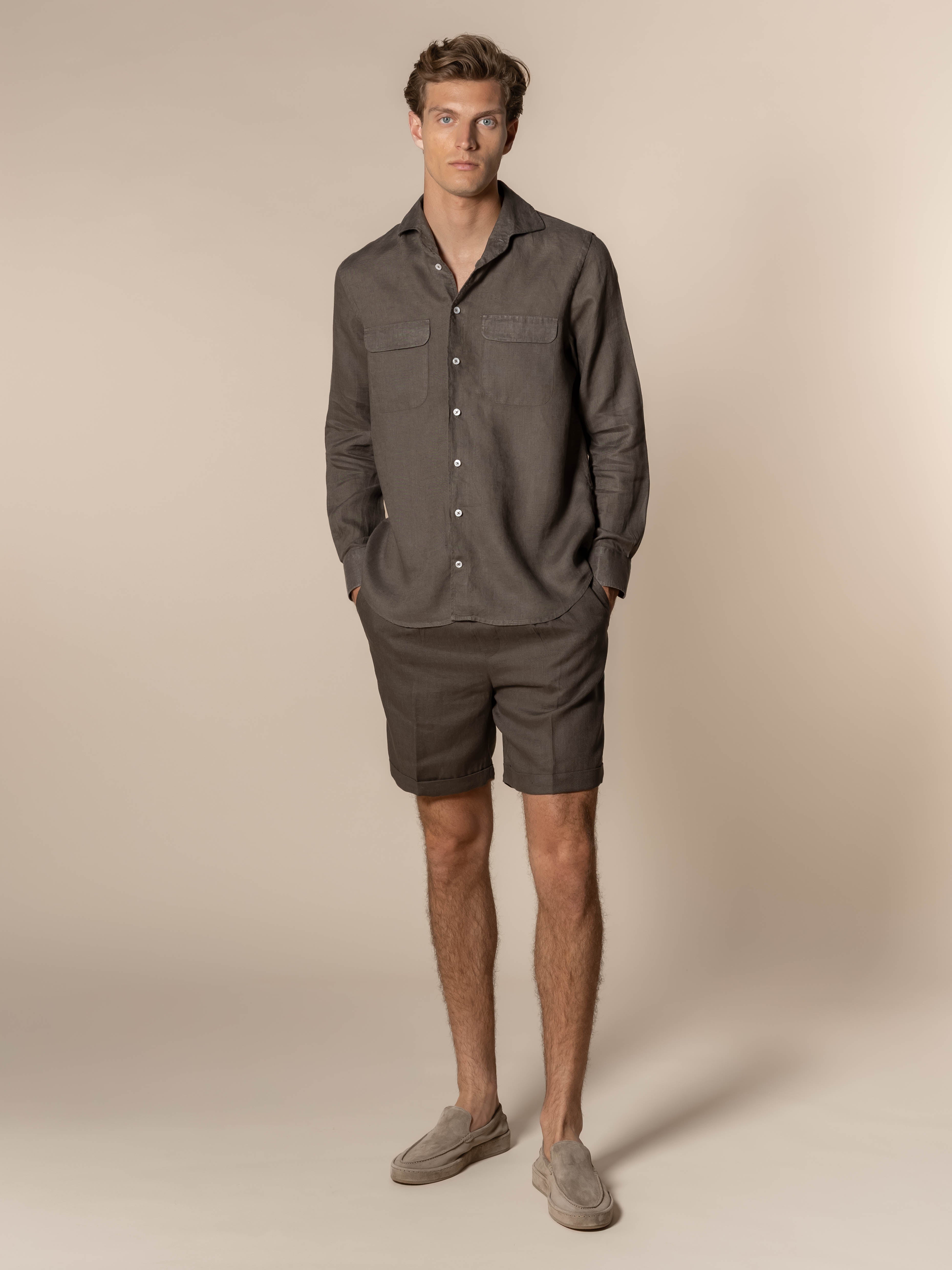 Ash Grey Linen Seaside Shorts