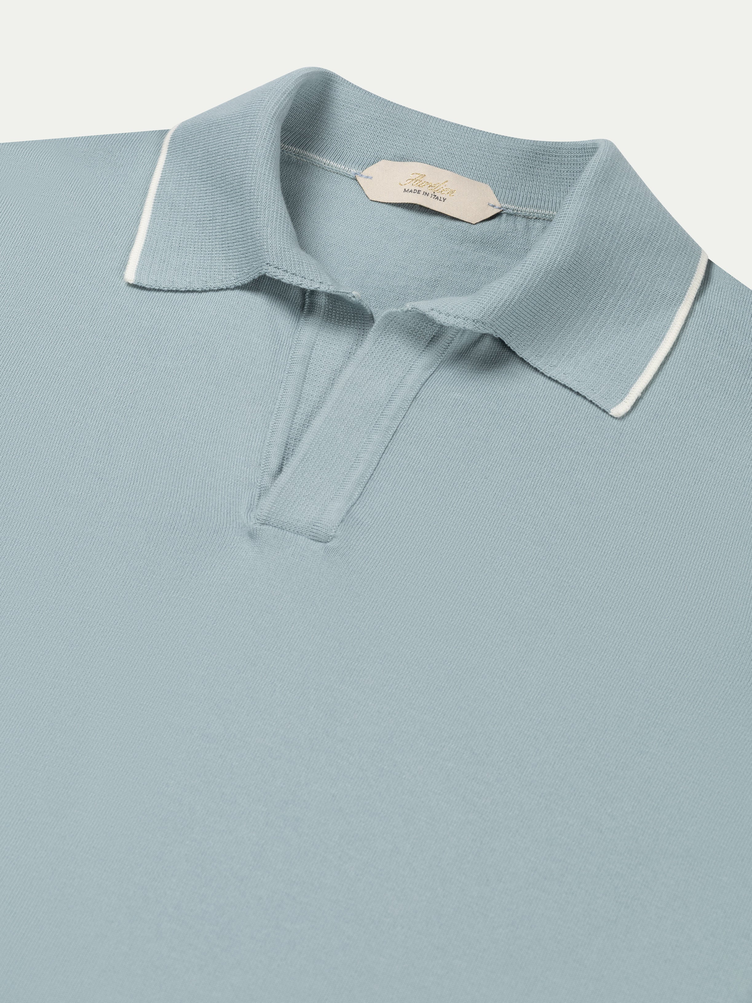Shortsleeve Buttonless Polo Blue Turquoise