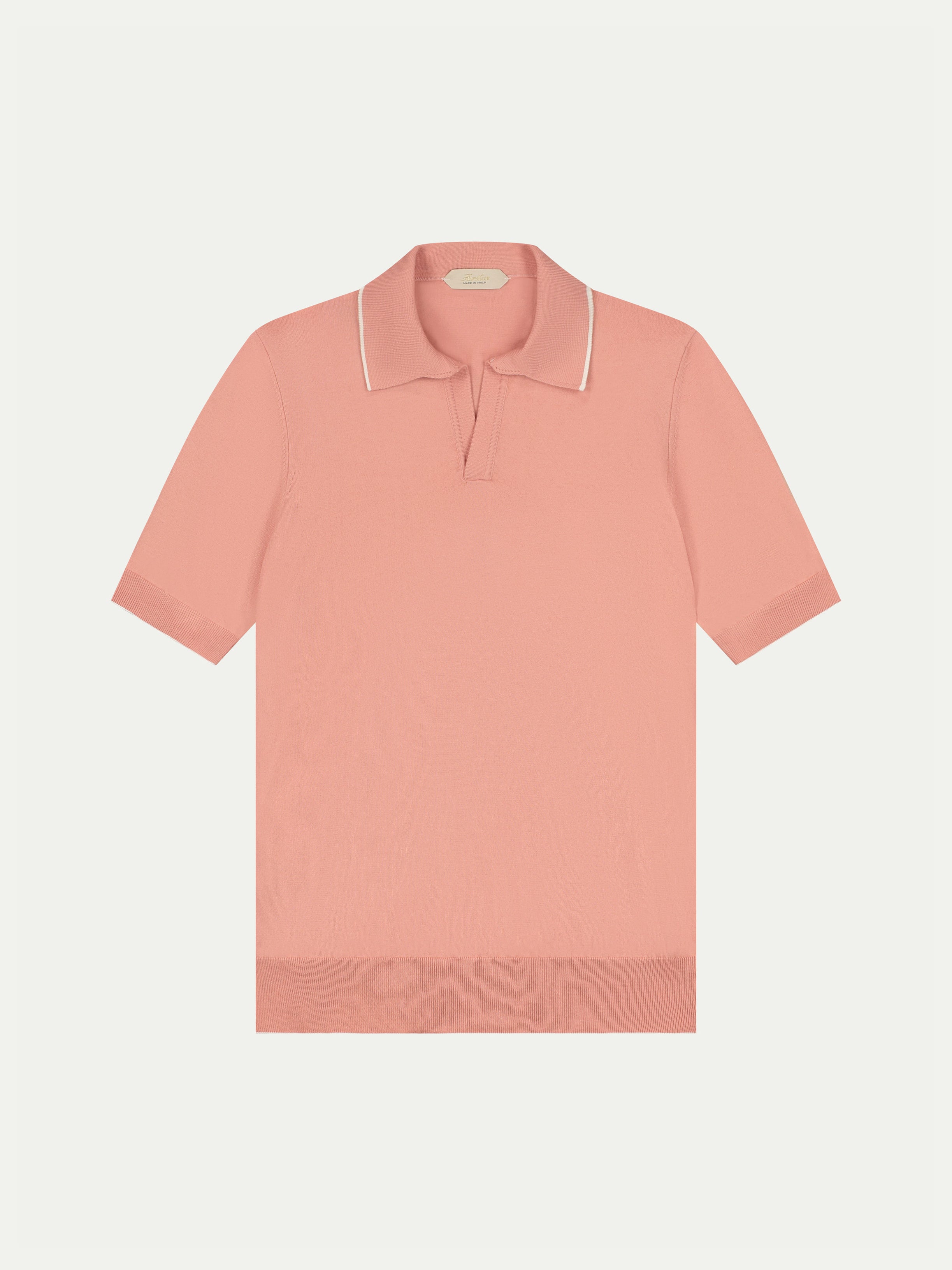 Shortsleeve Buttonless Polo Coral