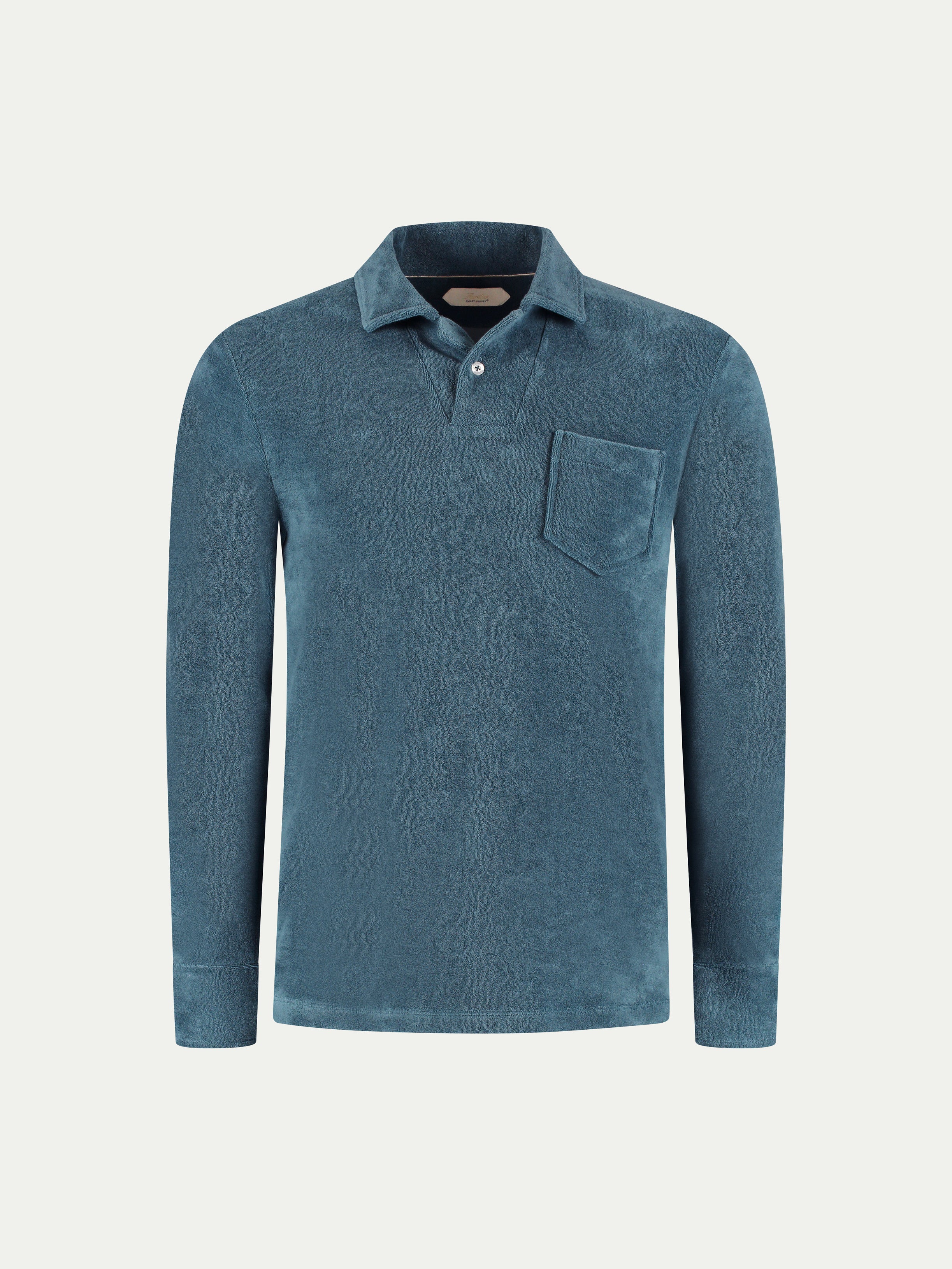 Sea Green Terry Towelling Longsleeve Polo