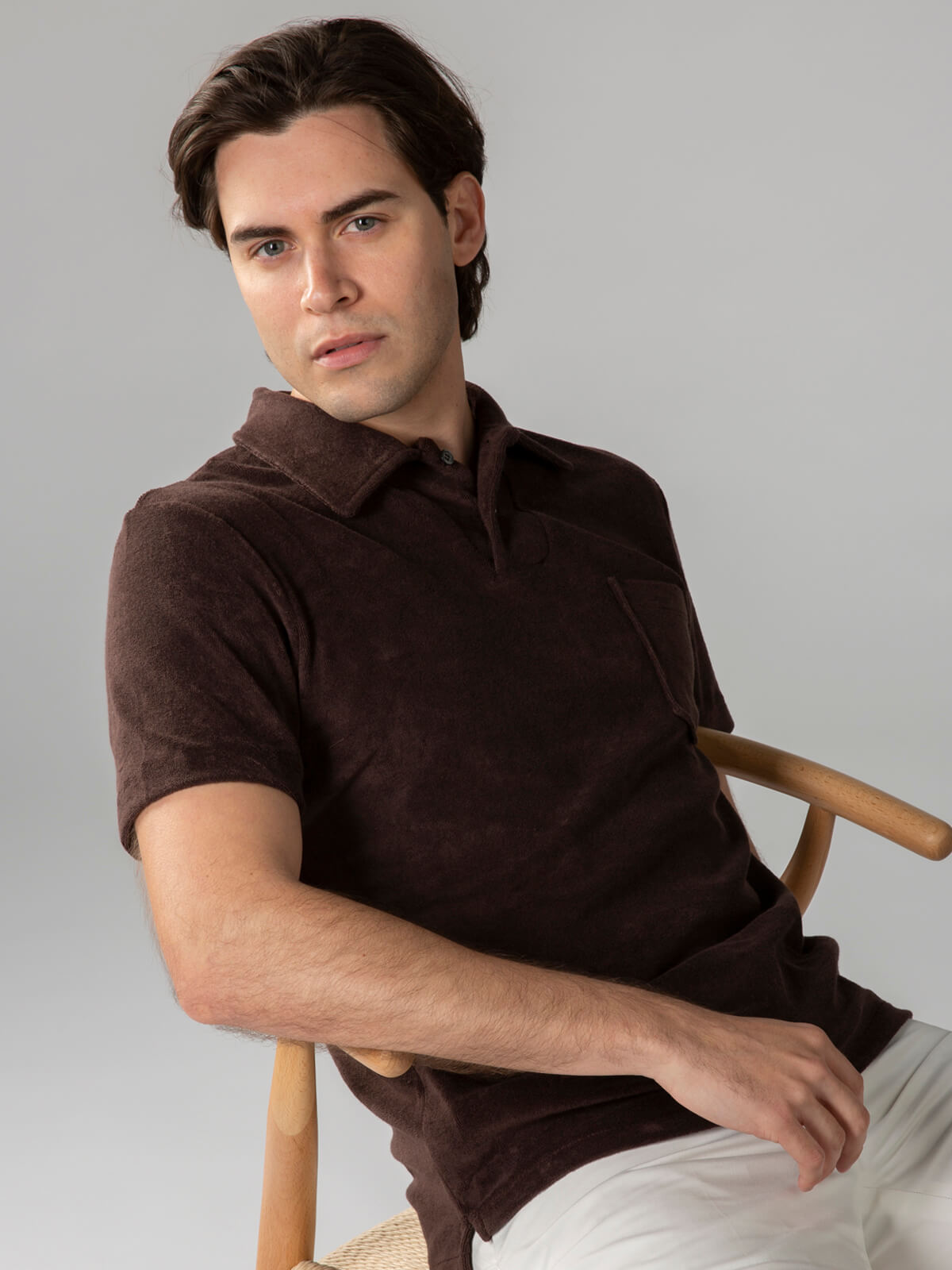 Brown Terry Towelling Polo Shirt