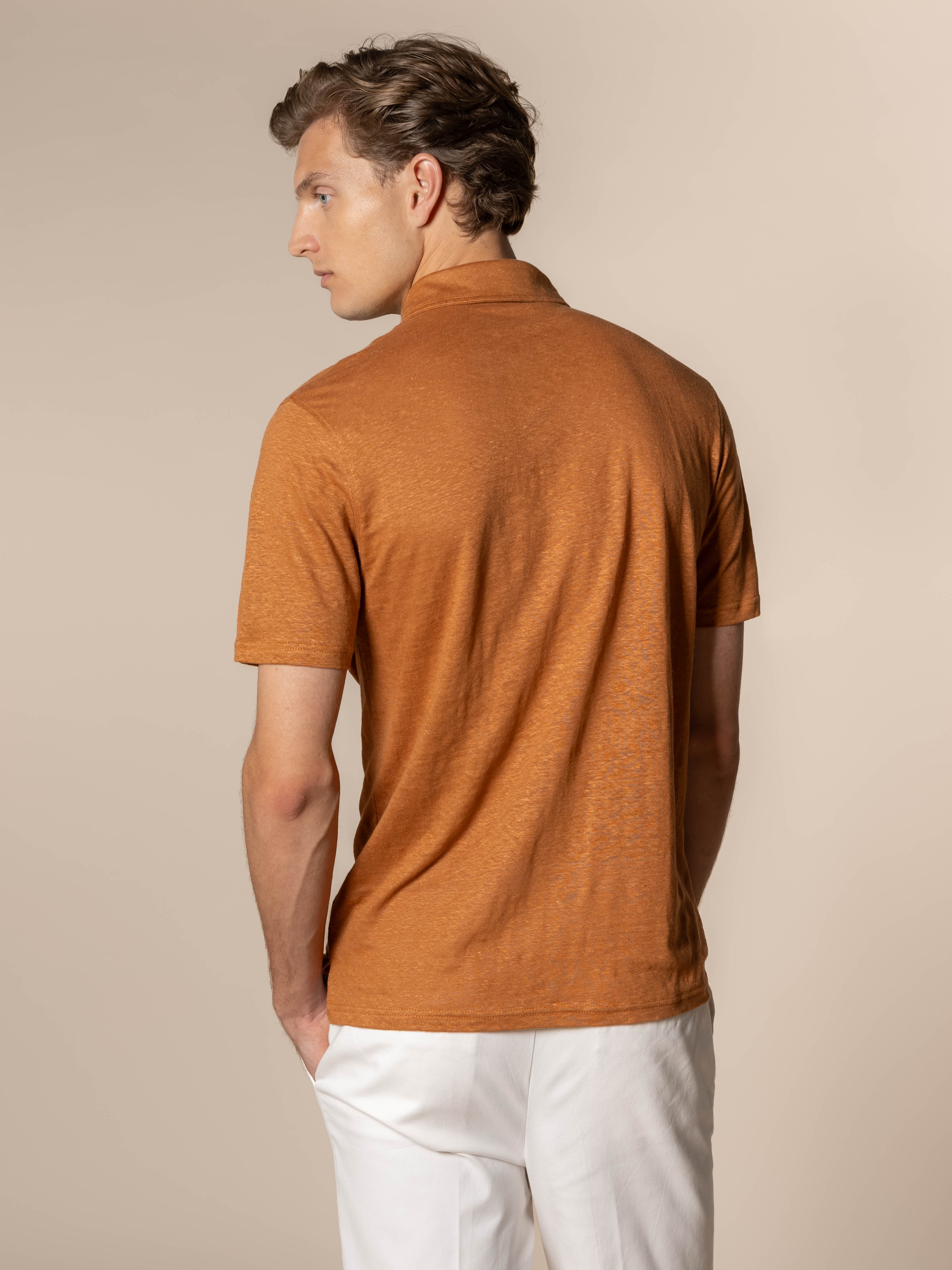 Rust Linen Polo Shirt