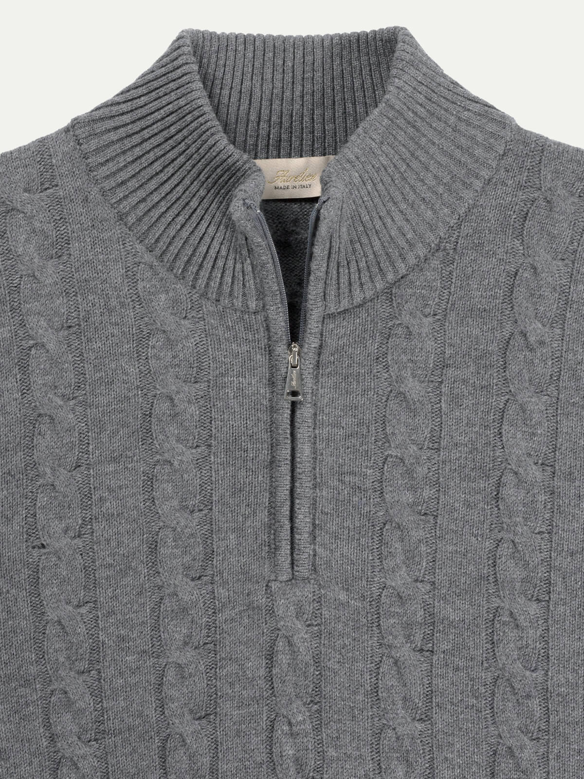 Zipper Cable Sweater Dark Grey