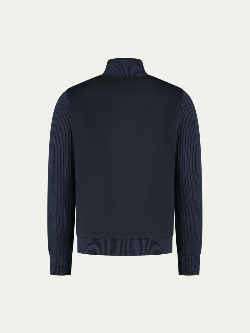 Navy Cashmere Bomber Jacket