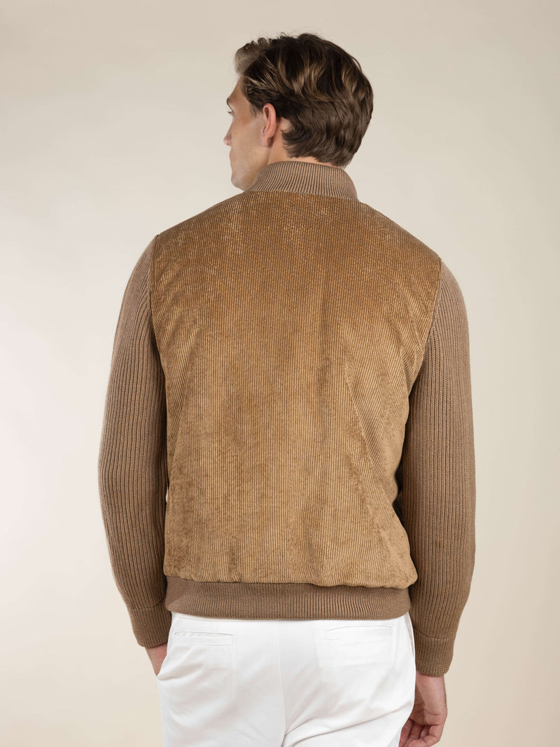 Beige Corduroy Bomber Jacket