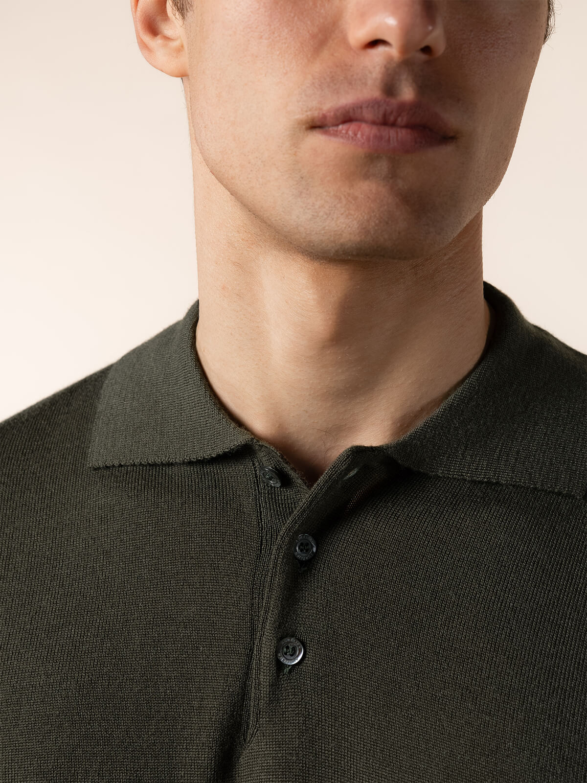 Extrafine Merino Polo Olive