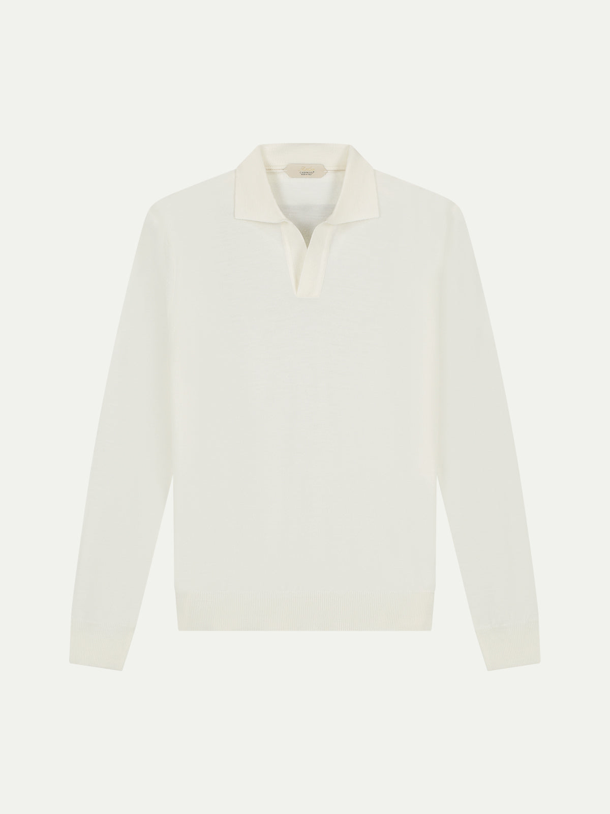 Extrafine Merino Buttonless Polo Ivory