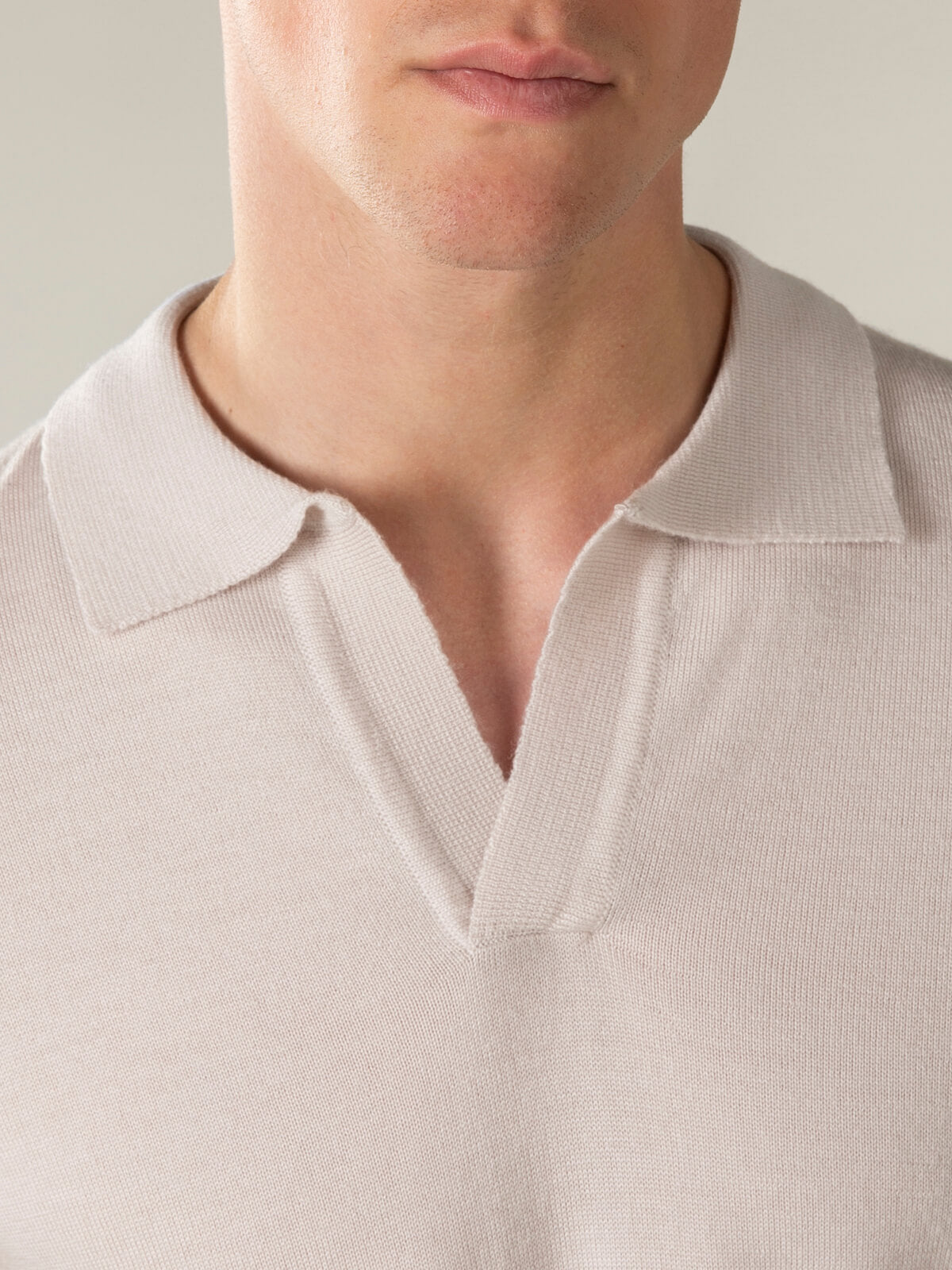 Shortsleeve Buttonless Polo Ecru