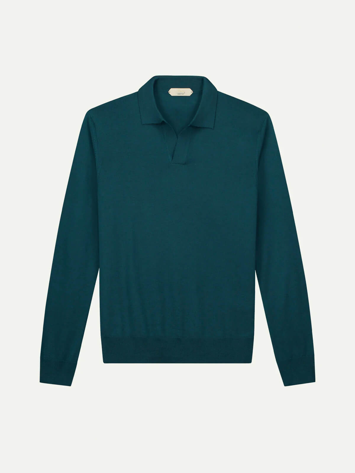 Extrafine Merino Buttonless Polo Dark Green