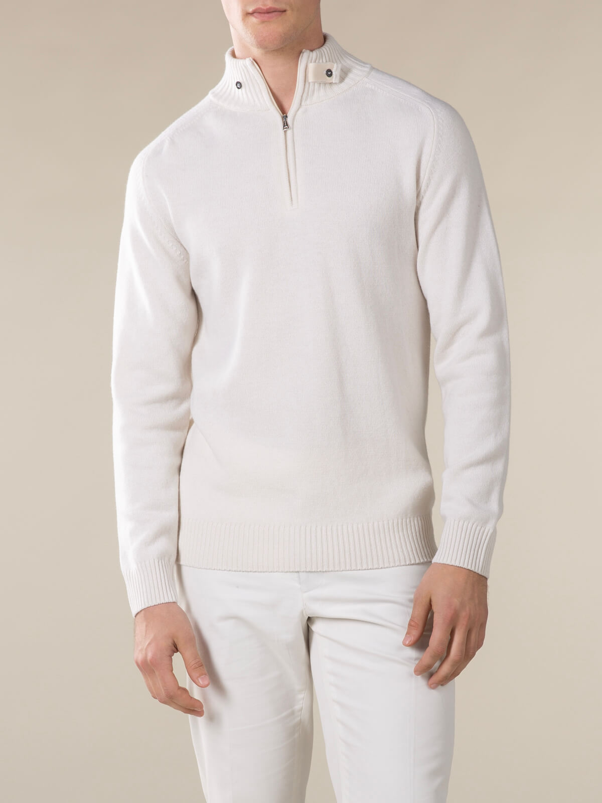 Ivory Voyager Zip-up Sweater