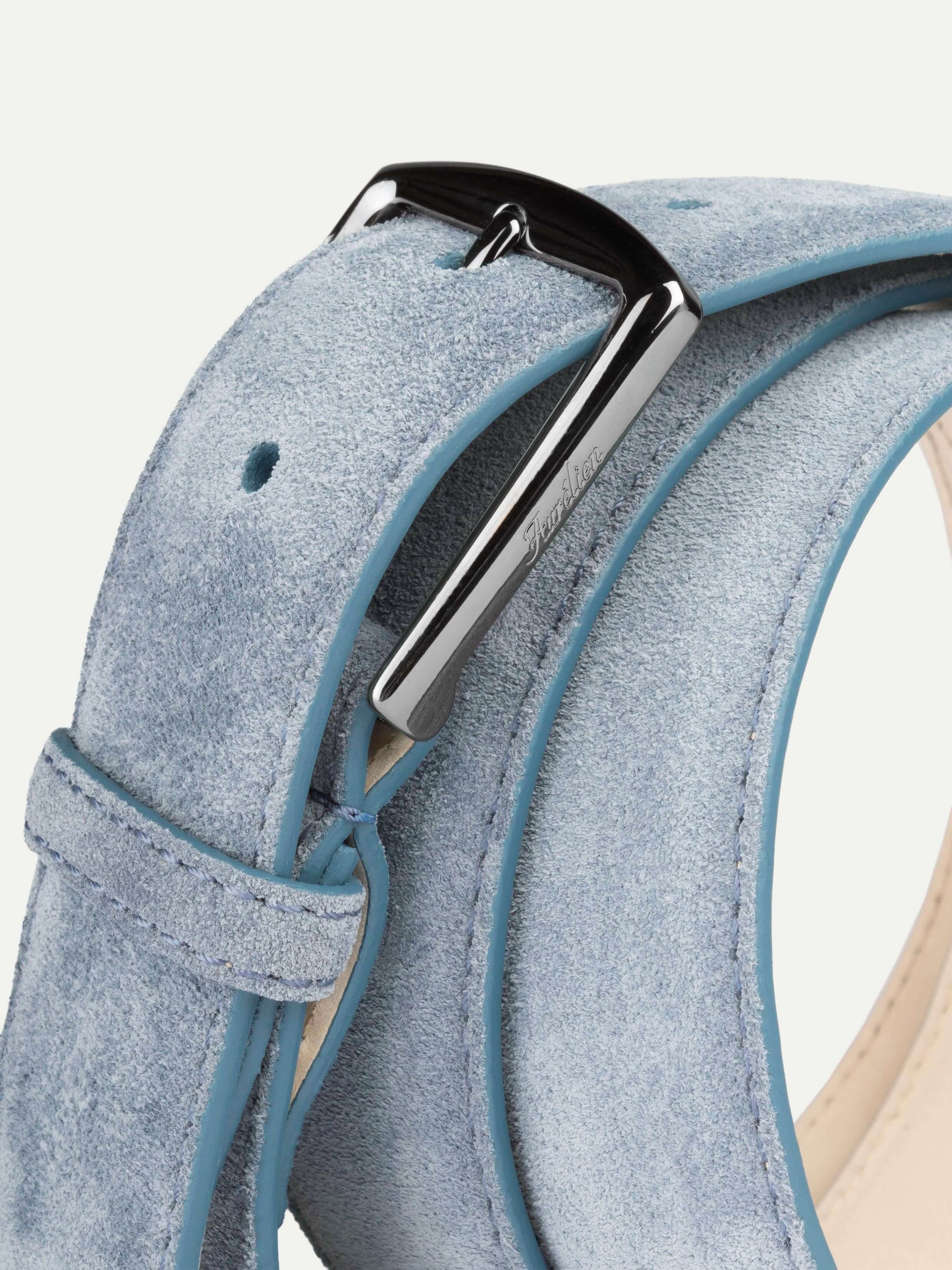 Light Blue Suede Leather Belt