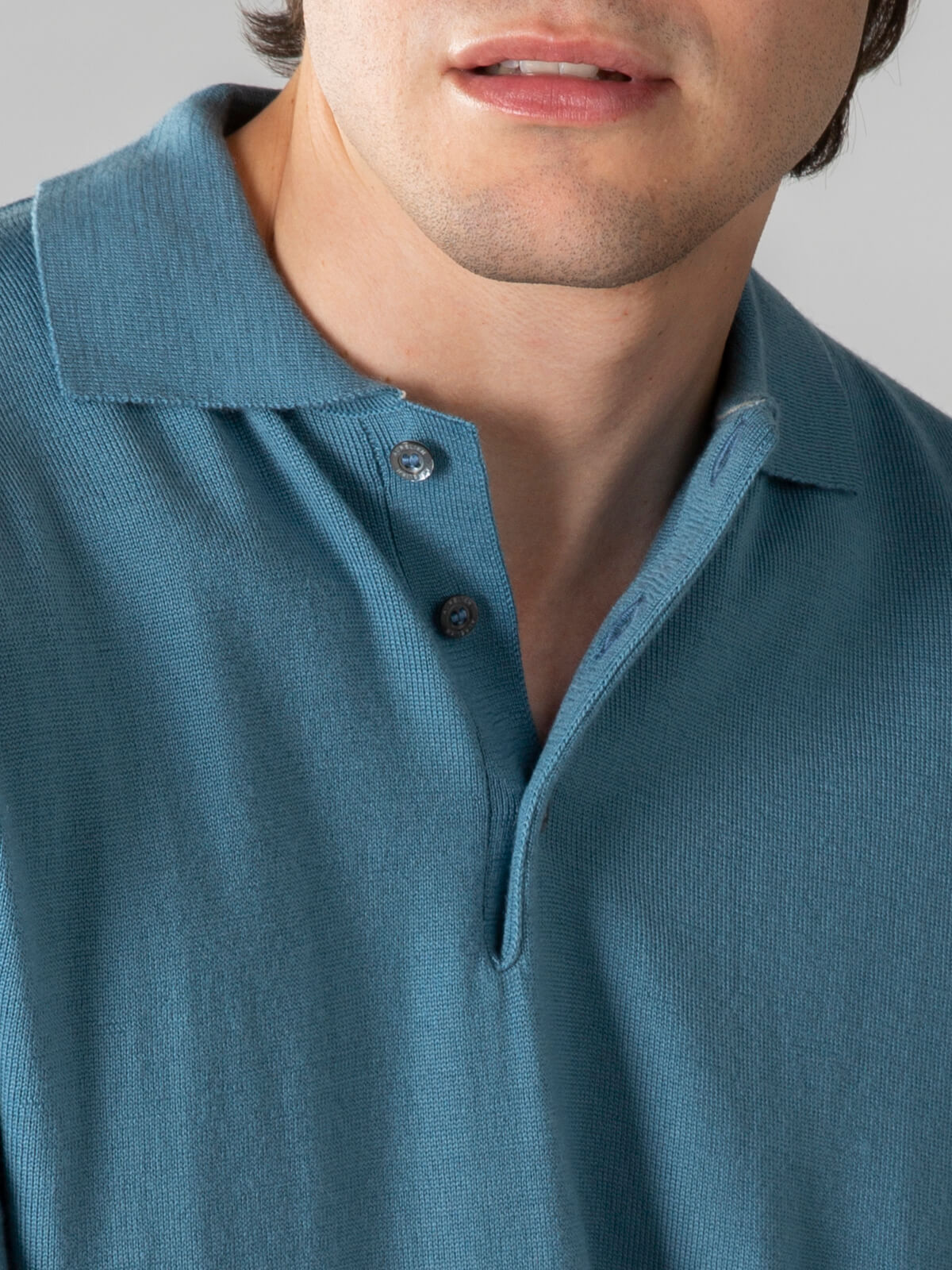 Extrafine Merino Polo Sapphire Blue Blue