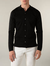 Extrafine Merino Knitted Shirt Black