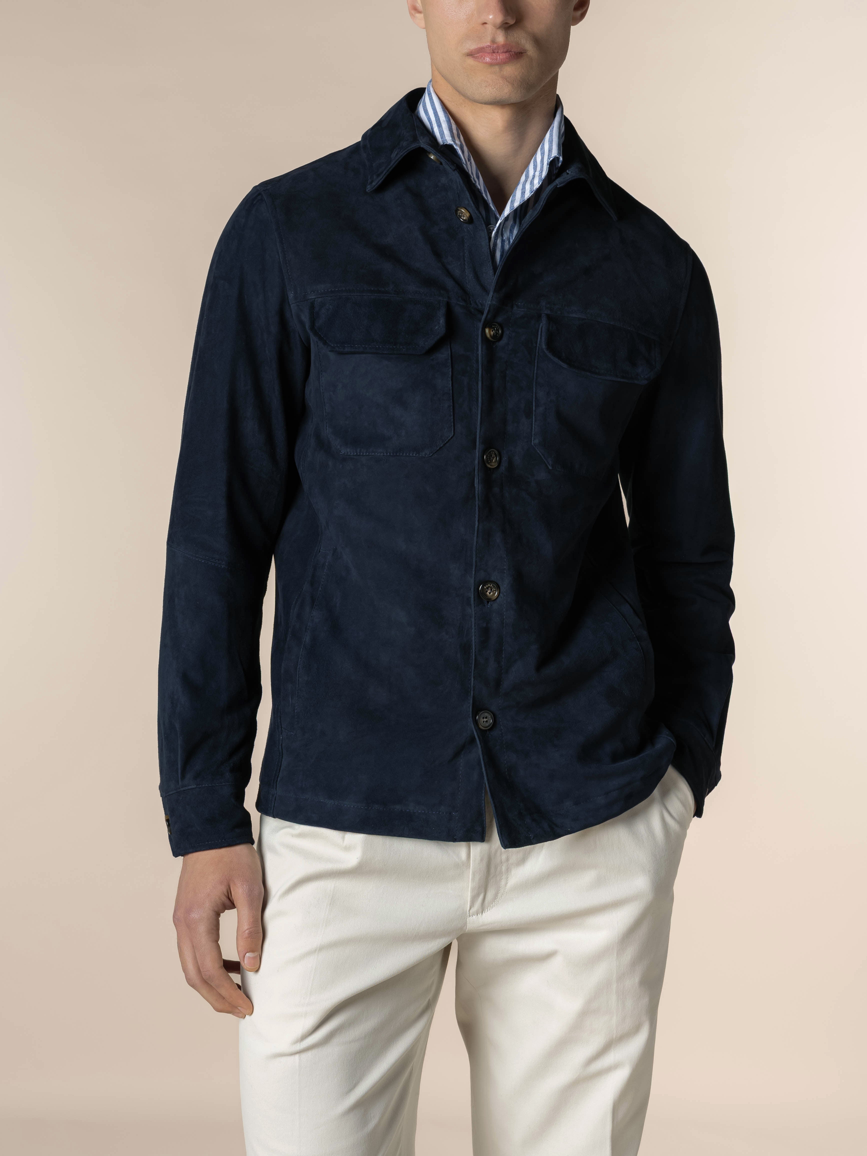 Navy Suede Overshirt