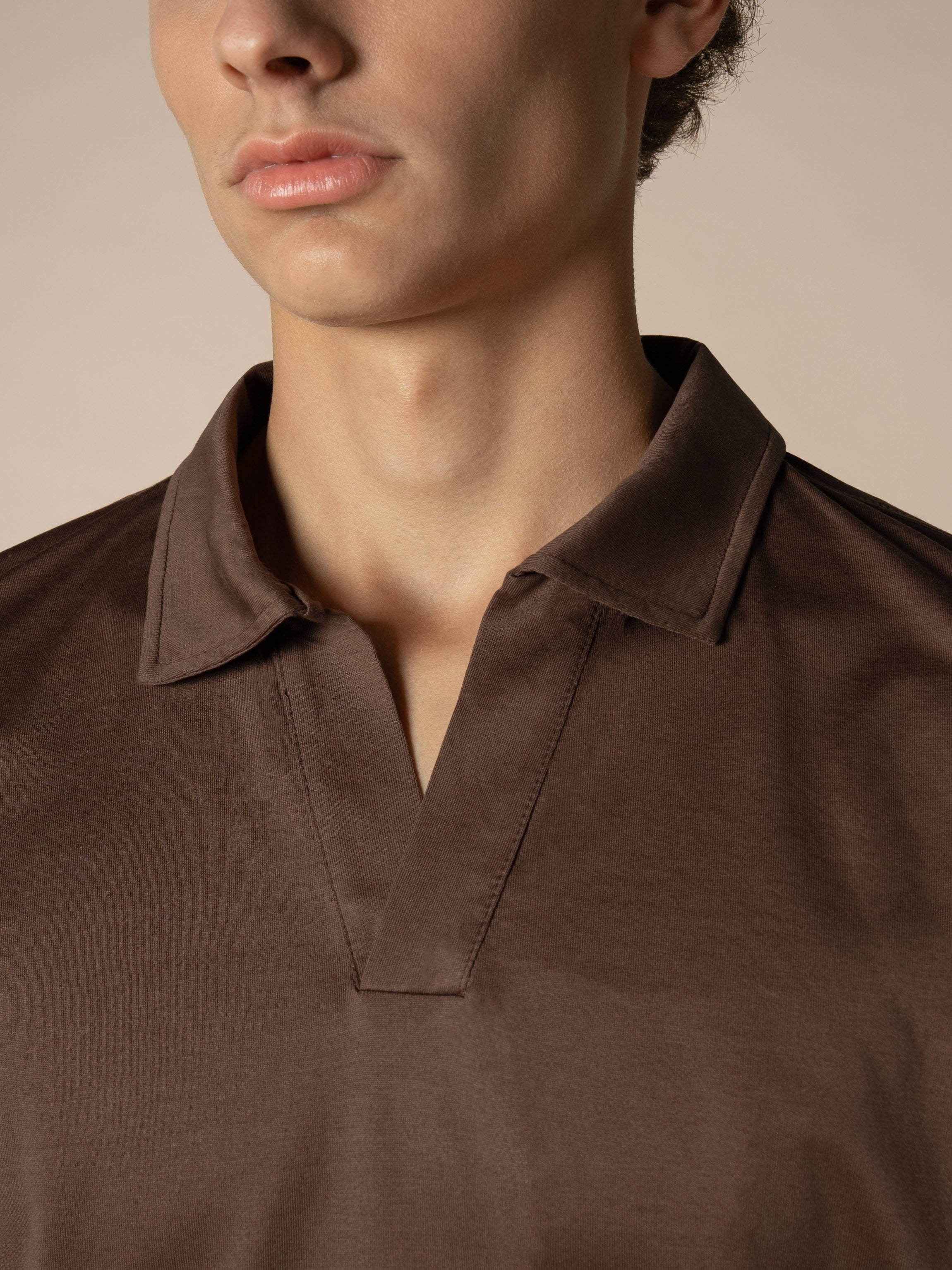 Chocolate Buttonless Polo Shirt