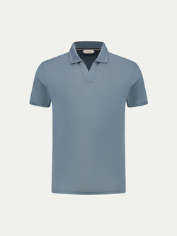 Steel Blue Buttonless Polo Shirt