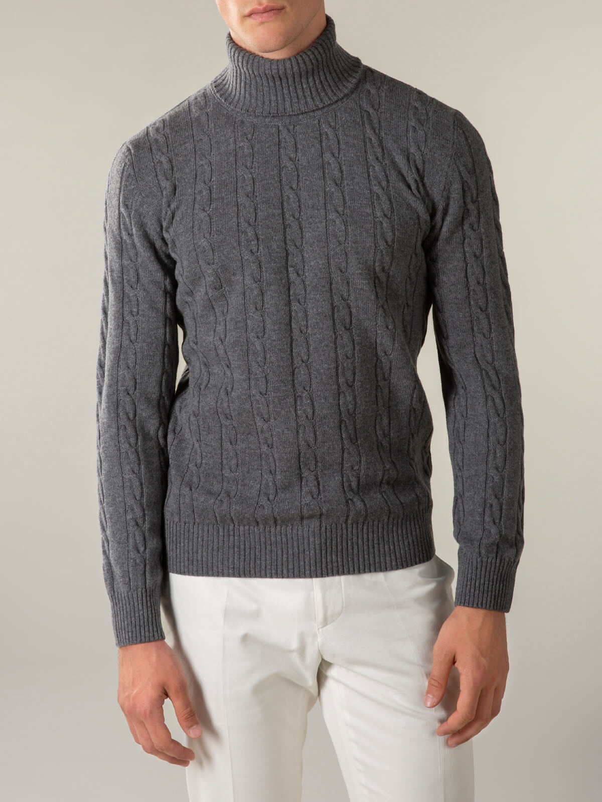 Dolcevita Cable Knit Sweater Dark Grey