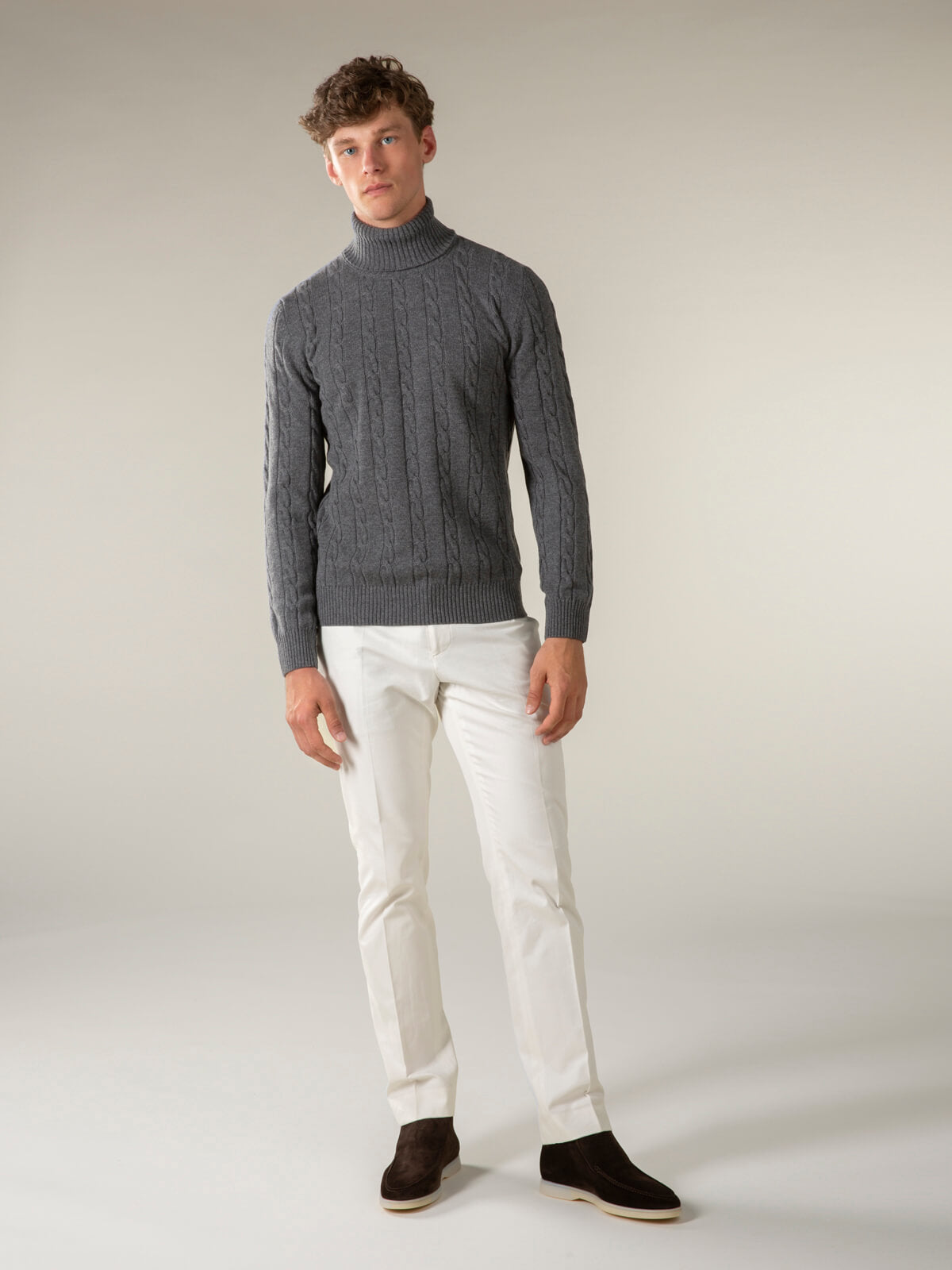 Dolcevita Cable Knit Sweater Dark Grey