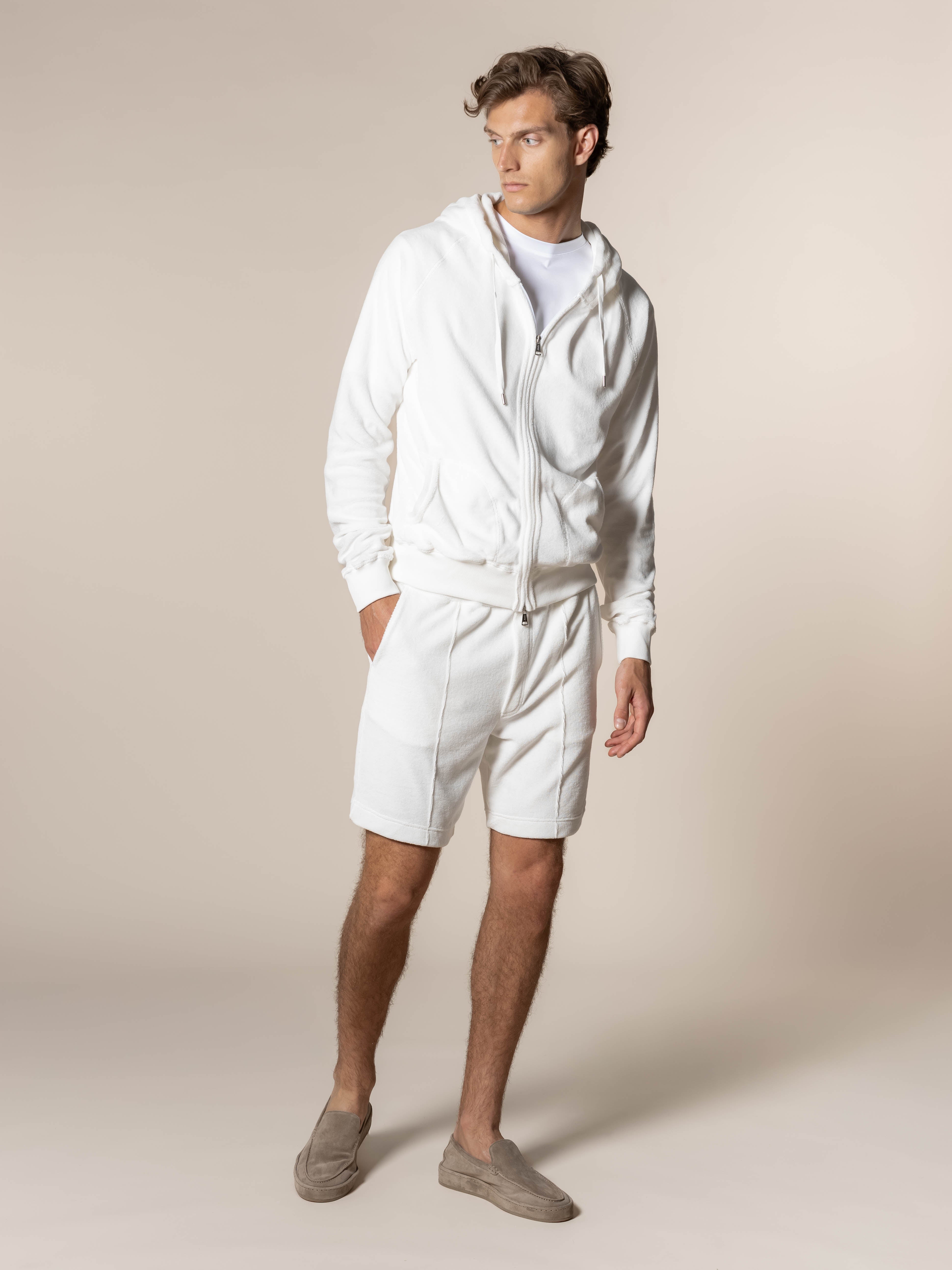 White Terry Towelling Zipper Vest