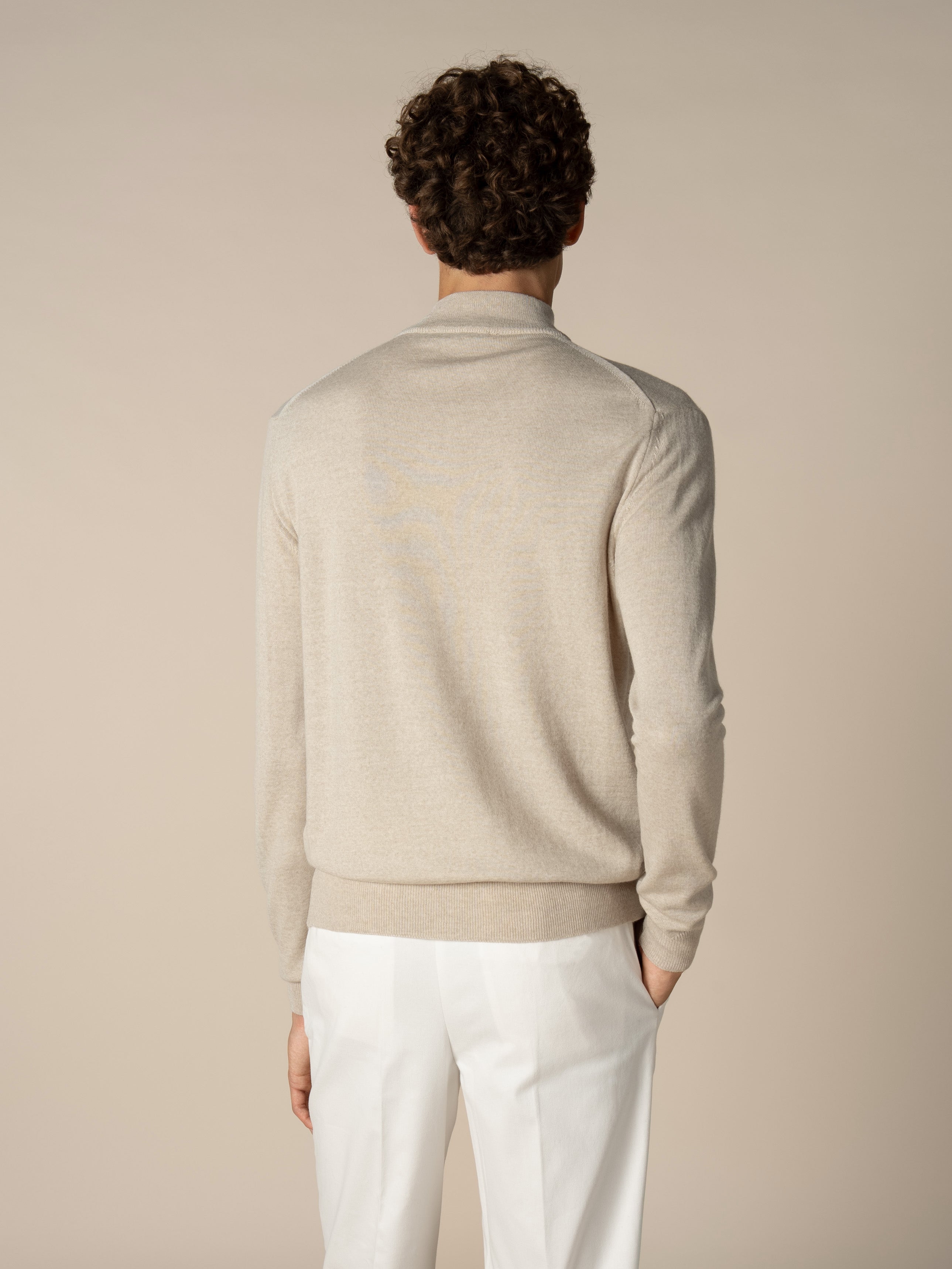 Extrafine Merino Zipper Sweater Light Beige