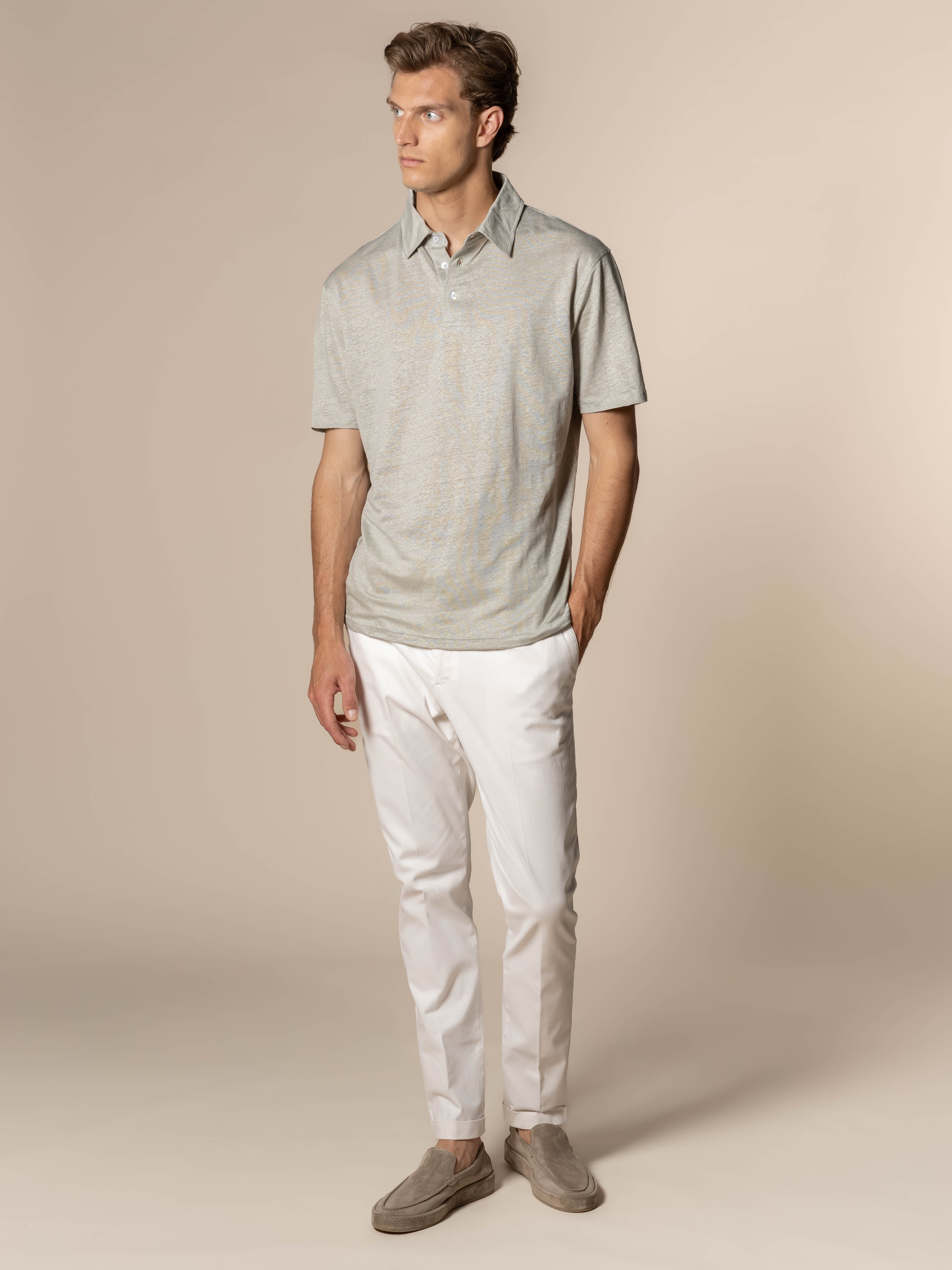Leisure Green Linen Polo Shirt