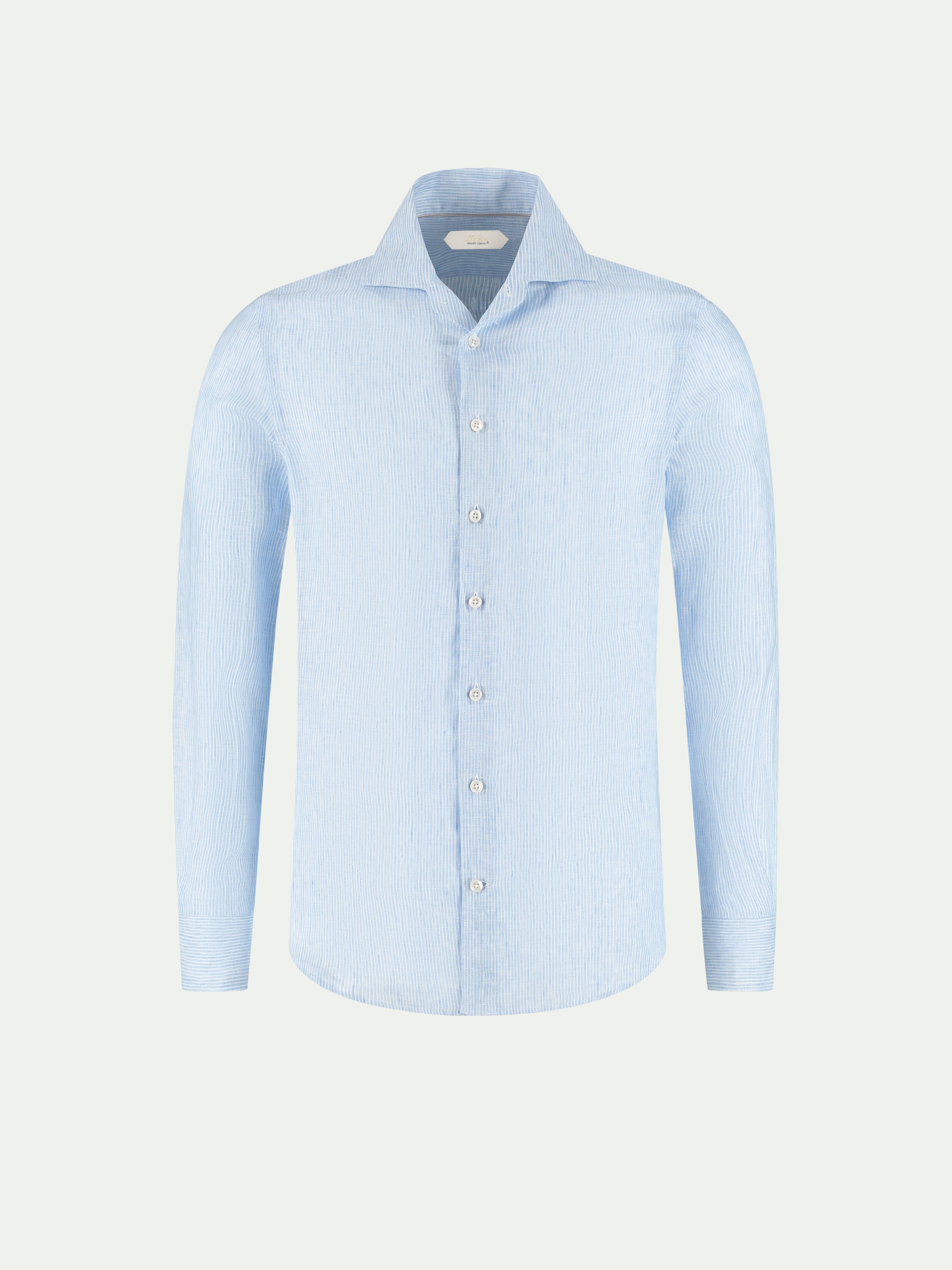 Light Blue Linen Stripe Seaside Shirt