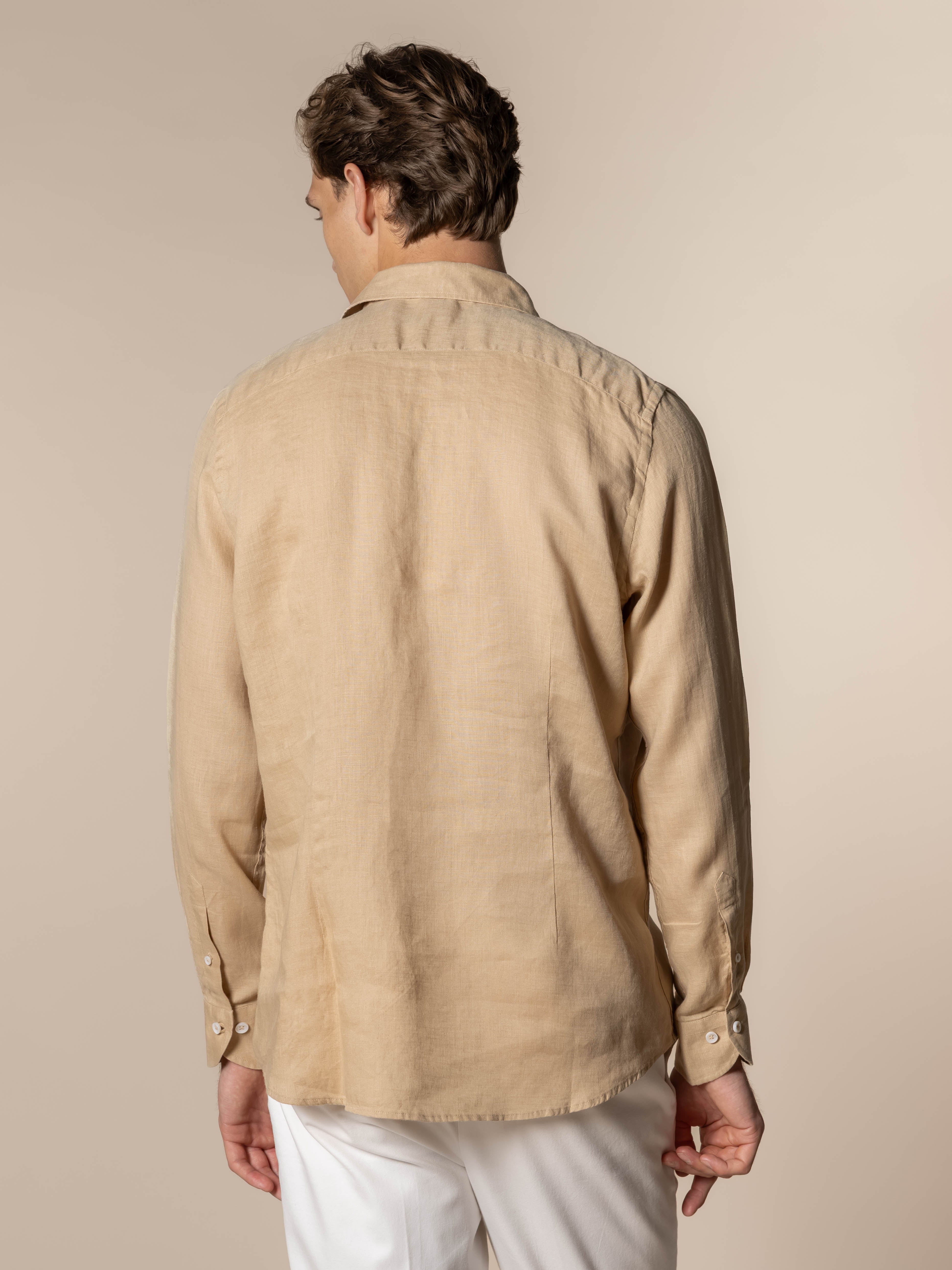 Nut Linen Pop-over Shirt